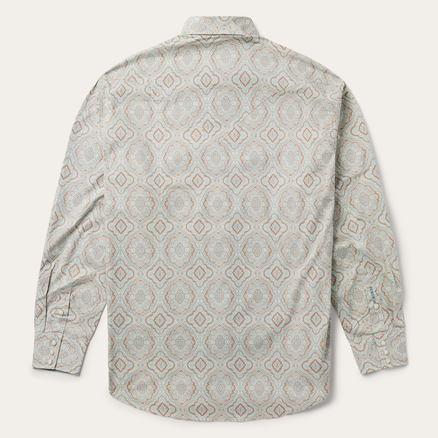 Aqua Paisley Print Western Shirt - Image 2
