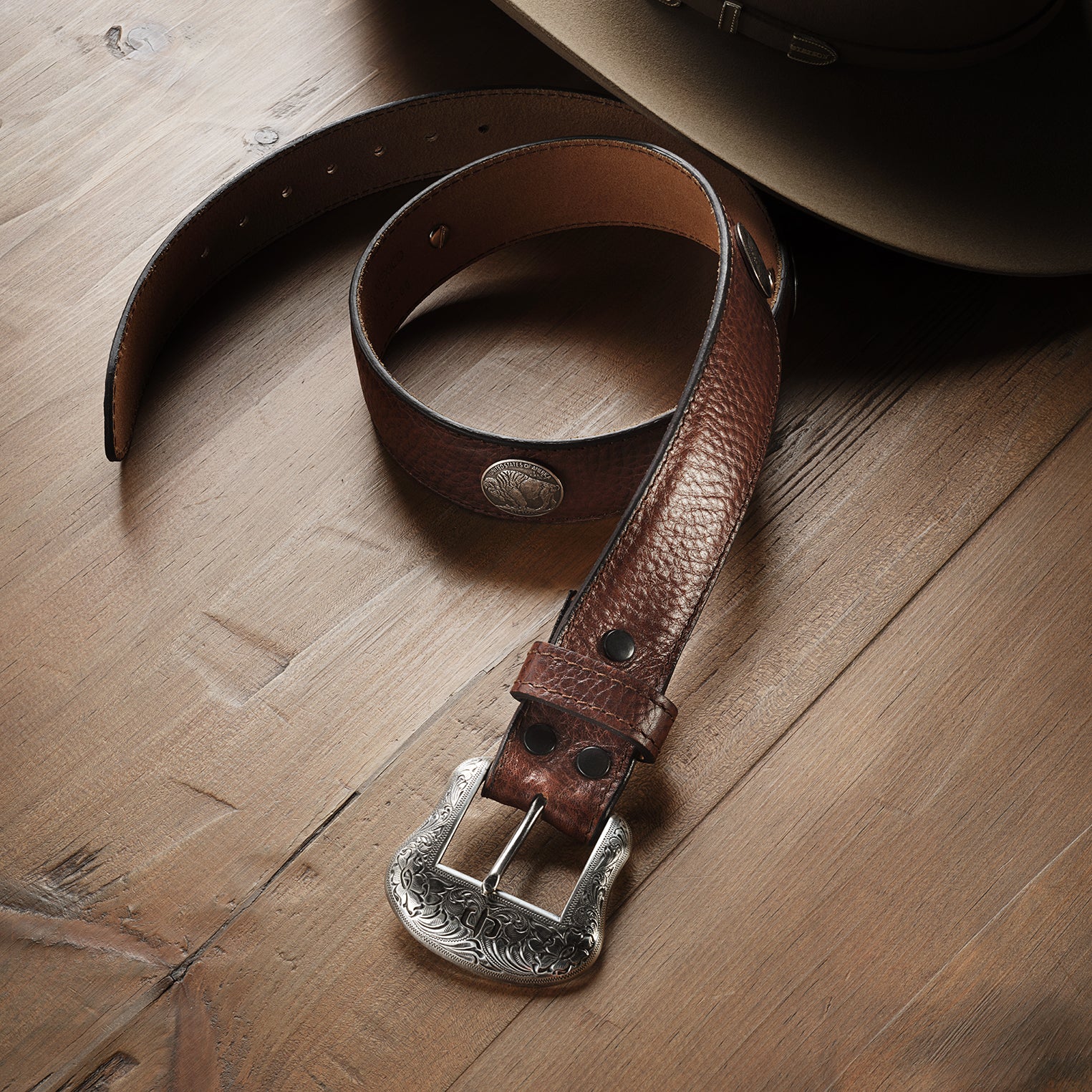 Bison Leather Concho Belt - Image 2