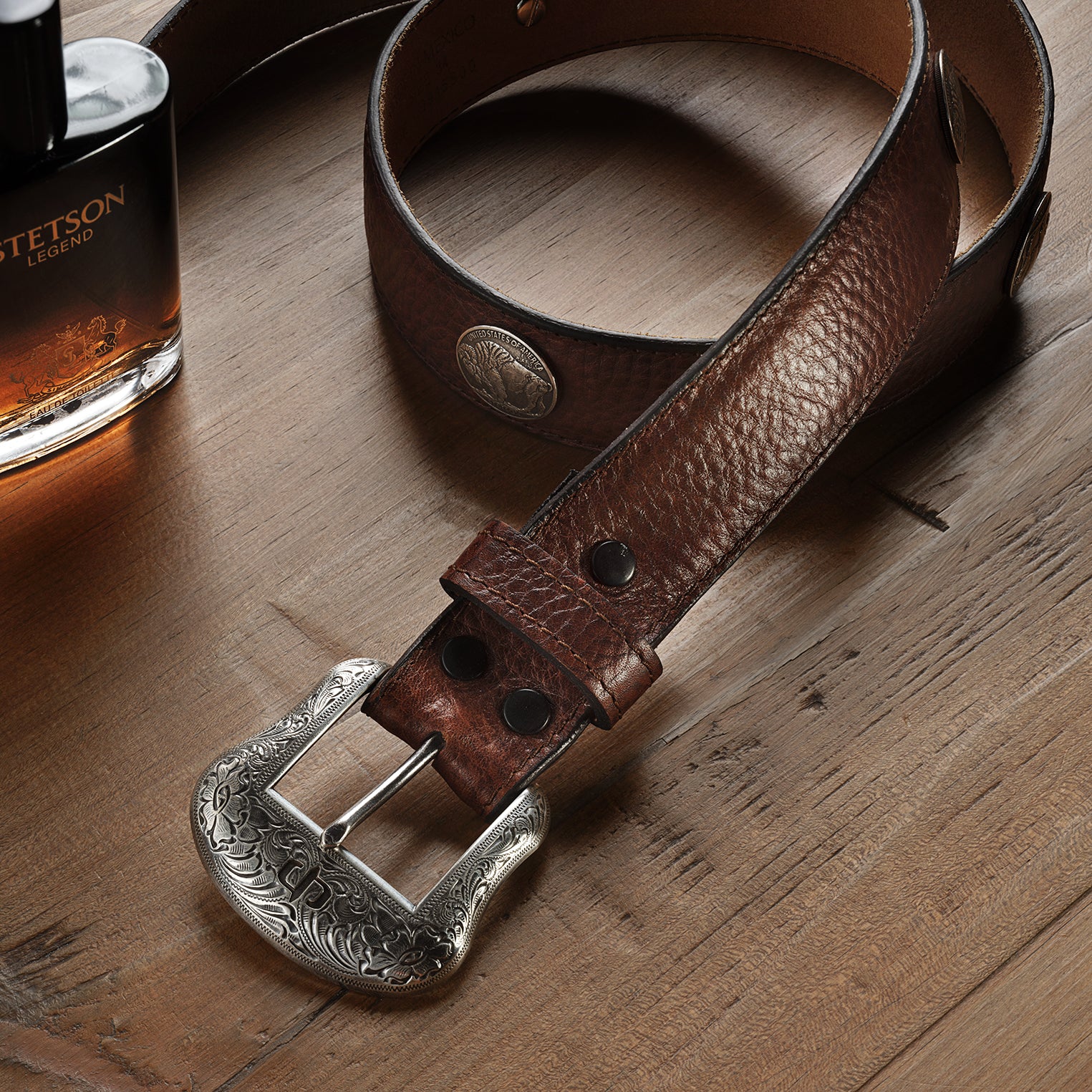Bison Leather Concho Belt - Image 3