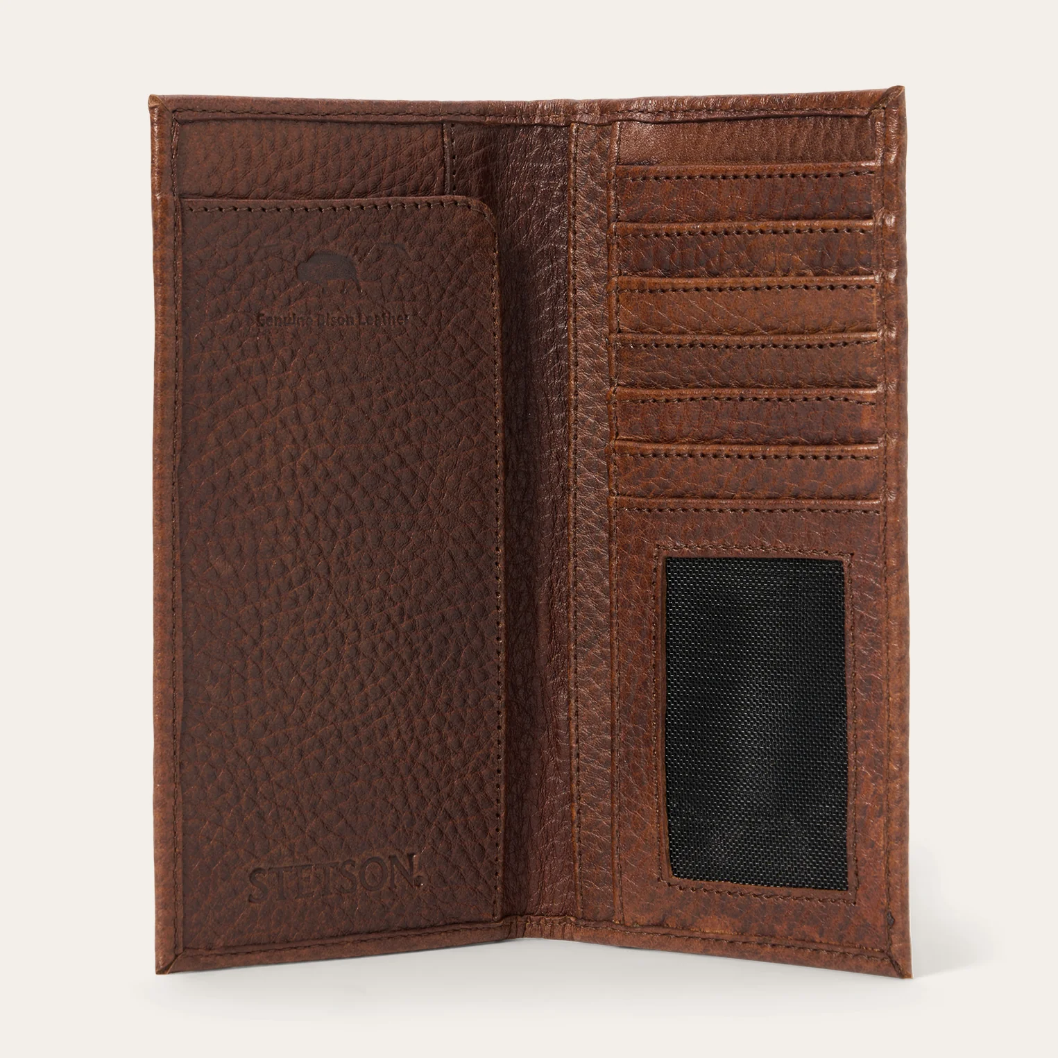 Bison Leather Stetson Rivet Checkbook Wallet - Image 4