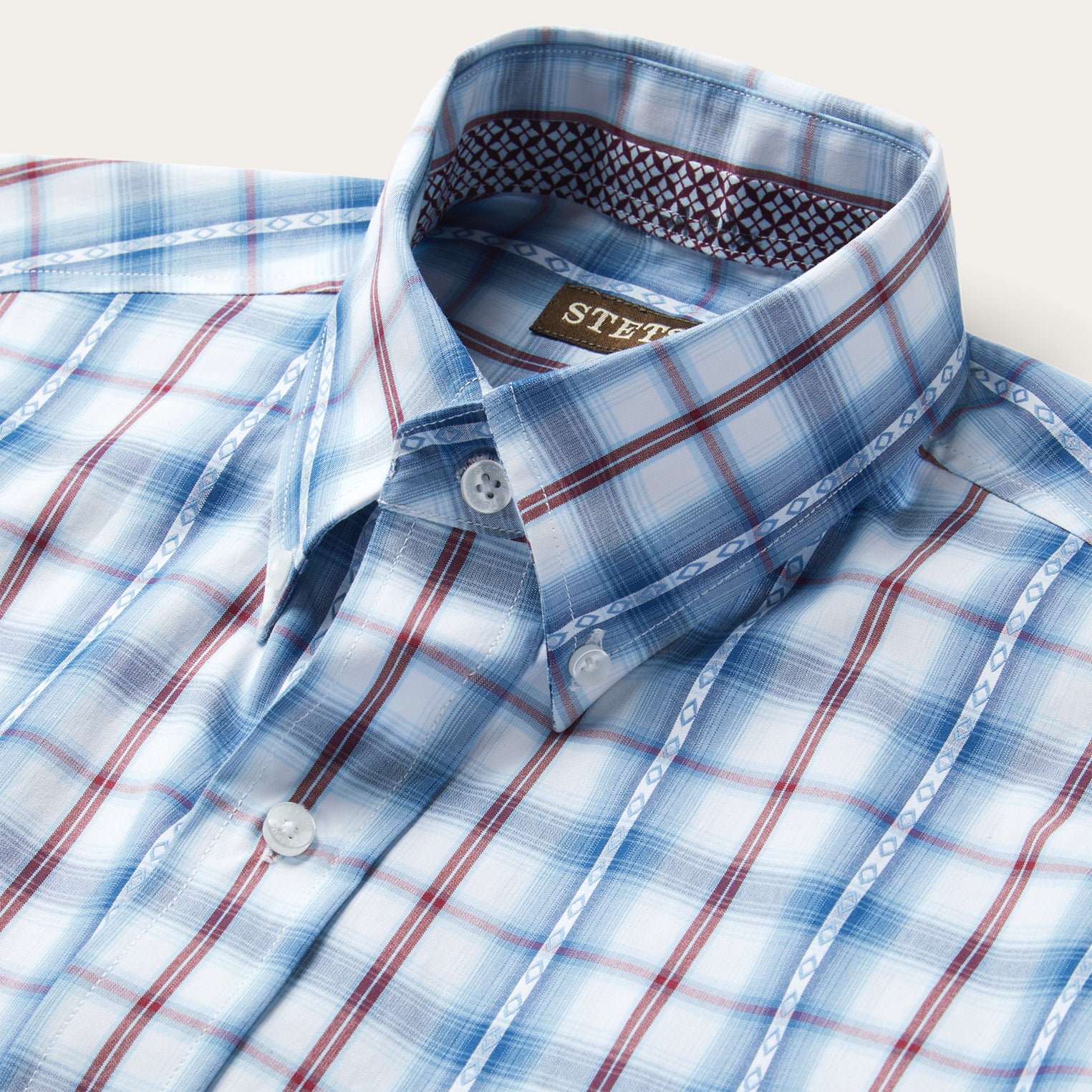 Blue Diamond Dobby Plaid Shirt - Image 3