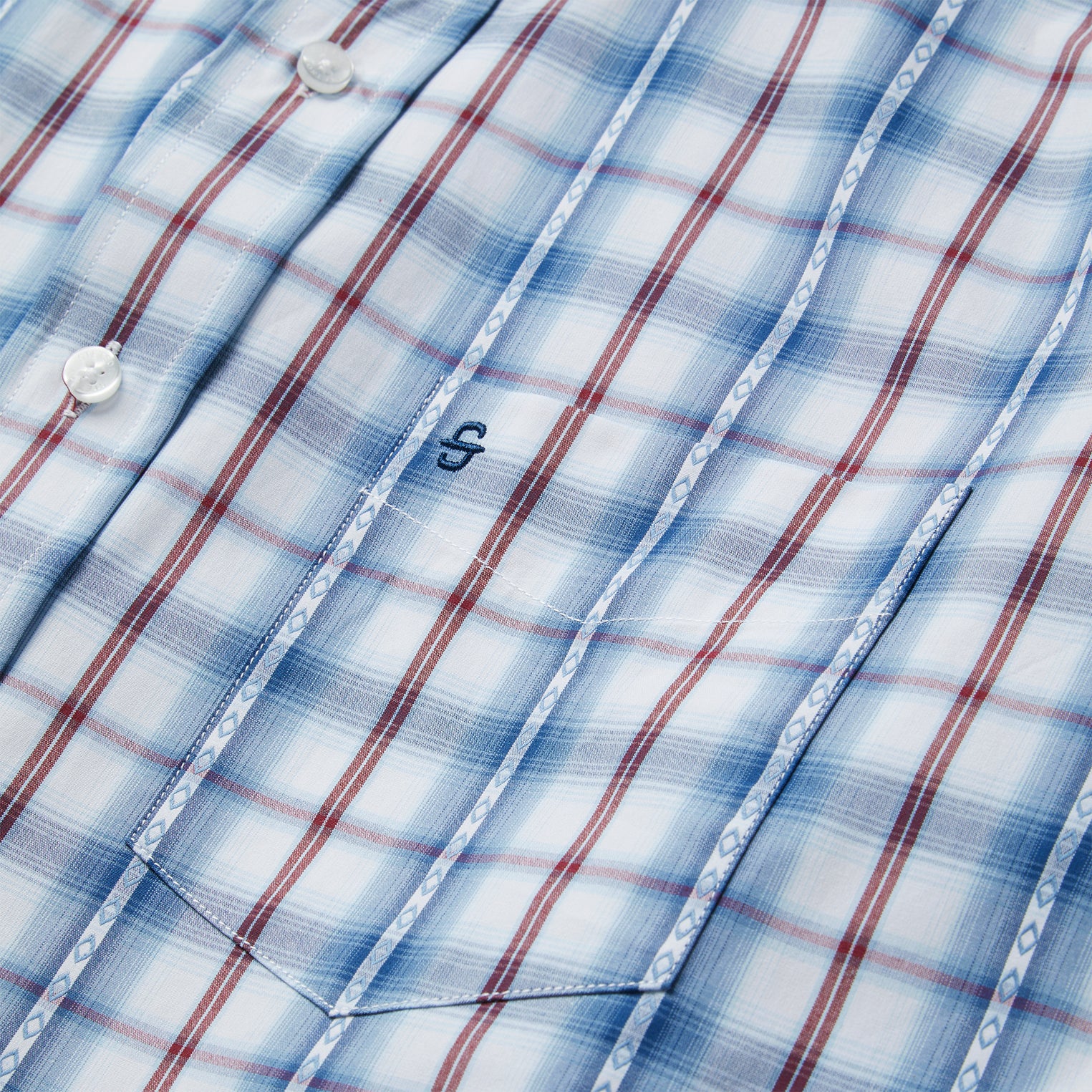 Blue Diamond Dobby Plaid Shirt - Image 4