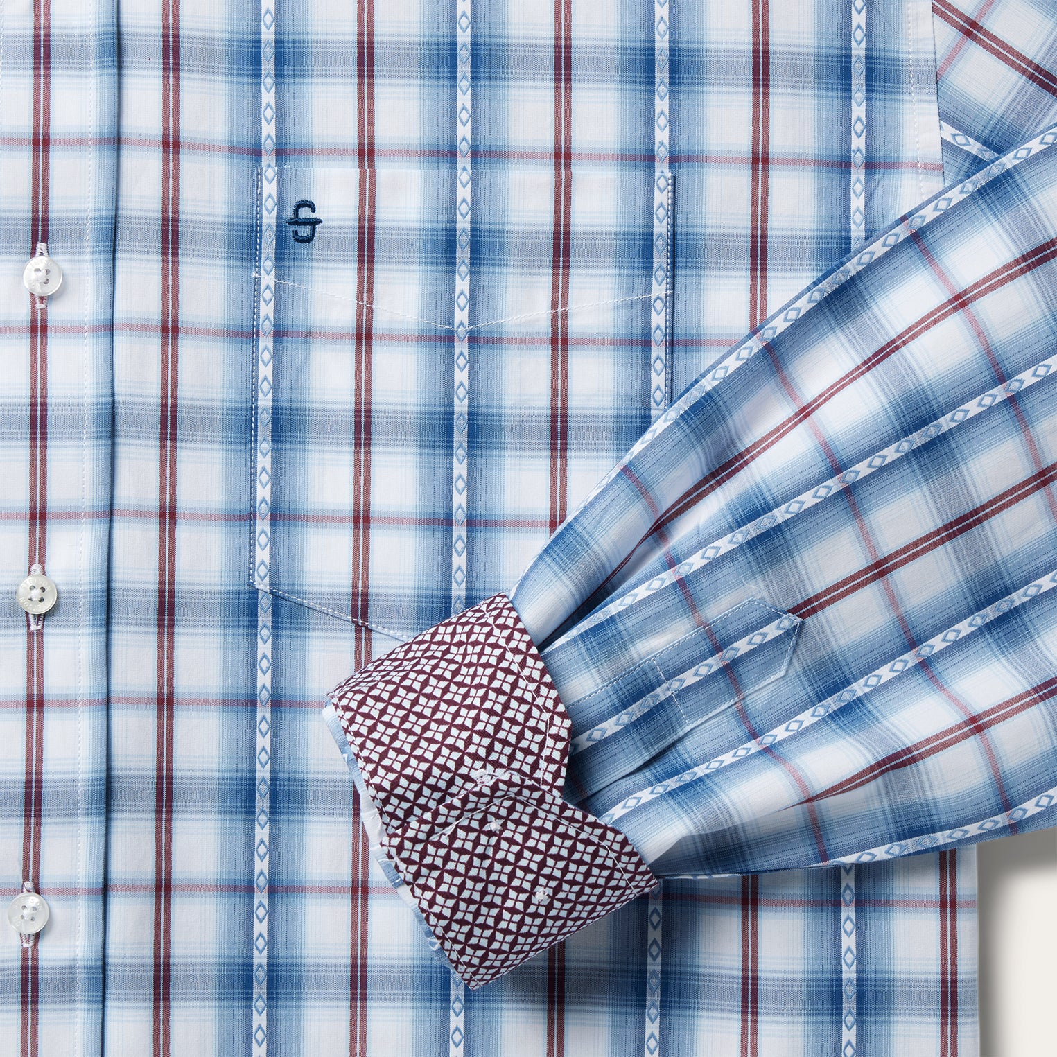 Blue Diamond Dobby Plaid Shirt - Image 5