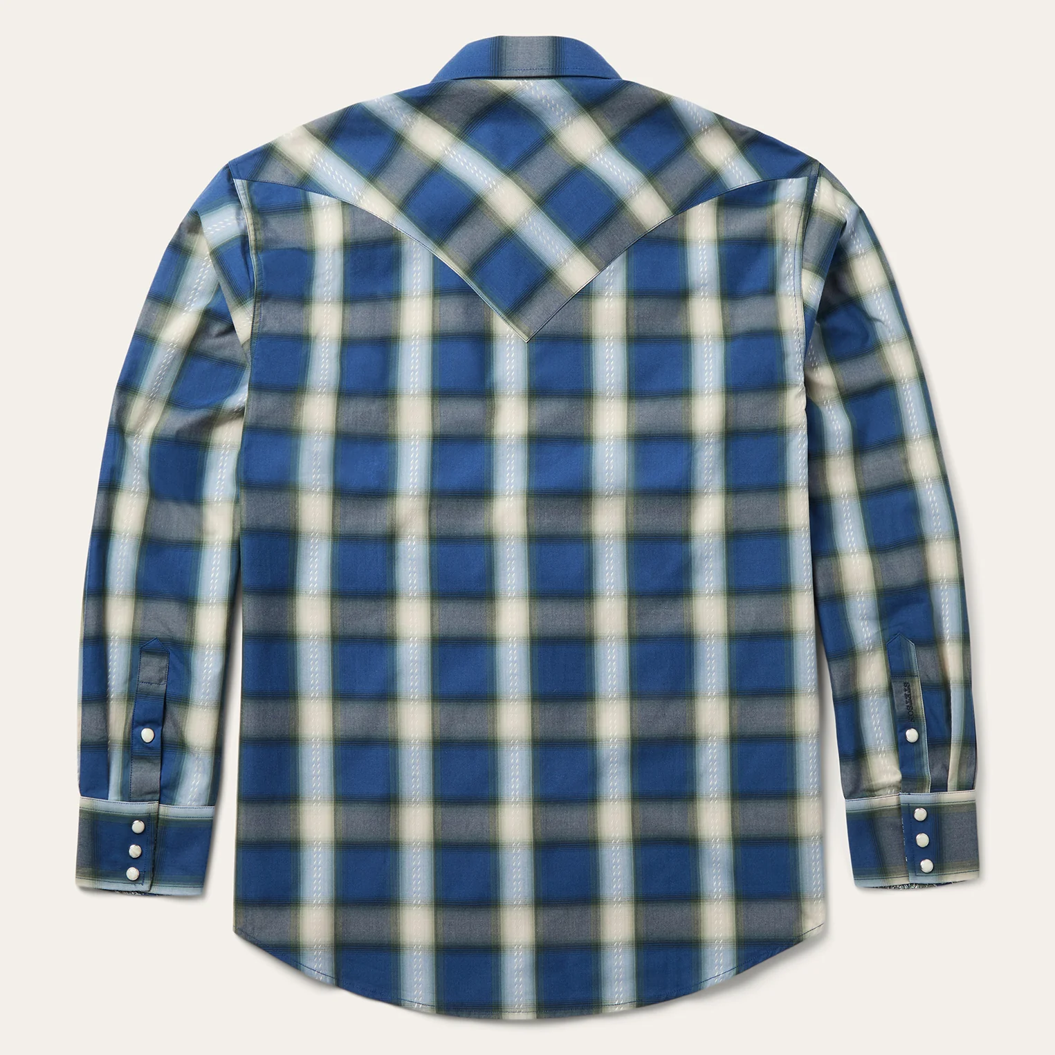 Blue Sage Dobby Plaid Western Shirt - Image 4