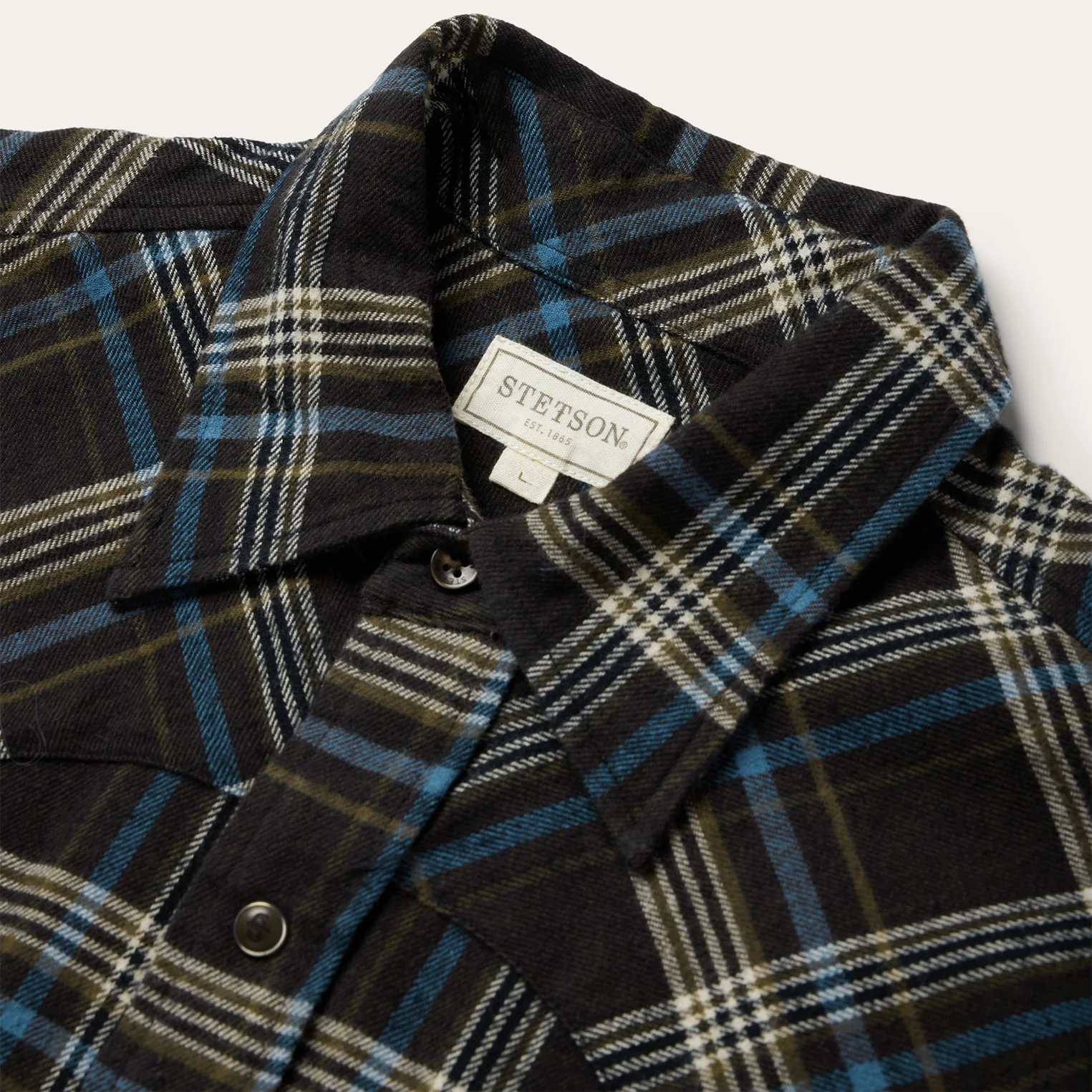 Brown Plaid Flannel Western Shirt - Image 3