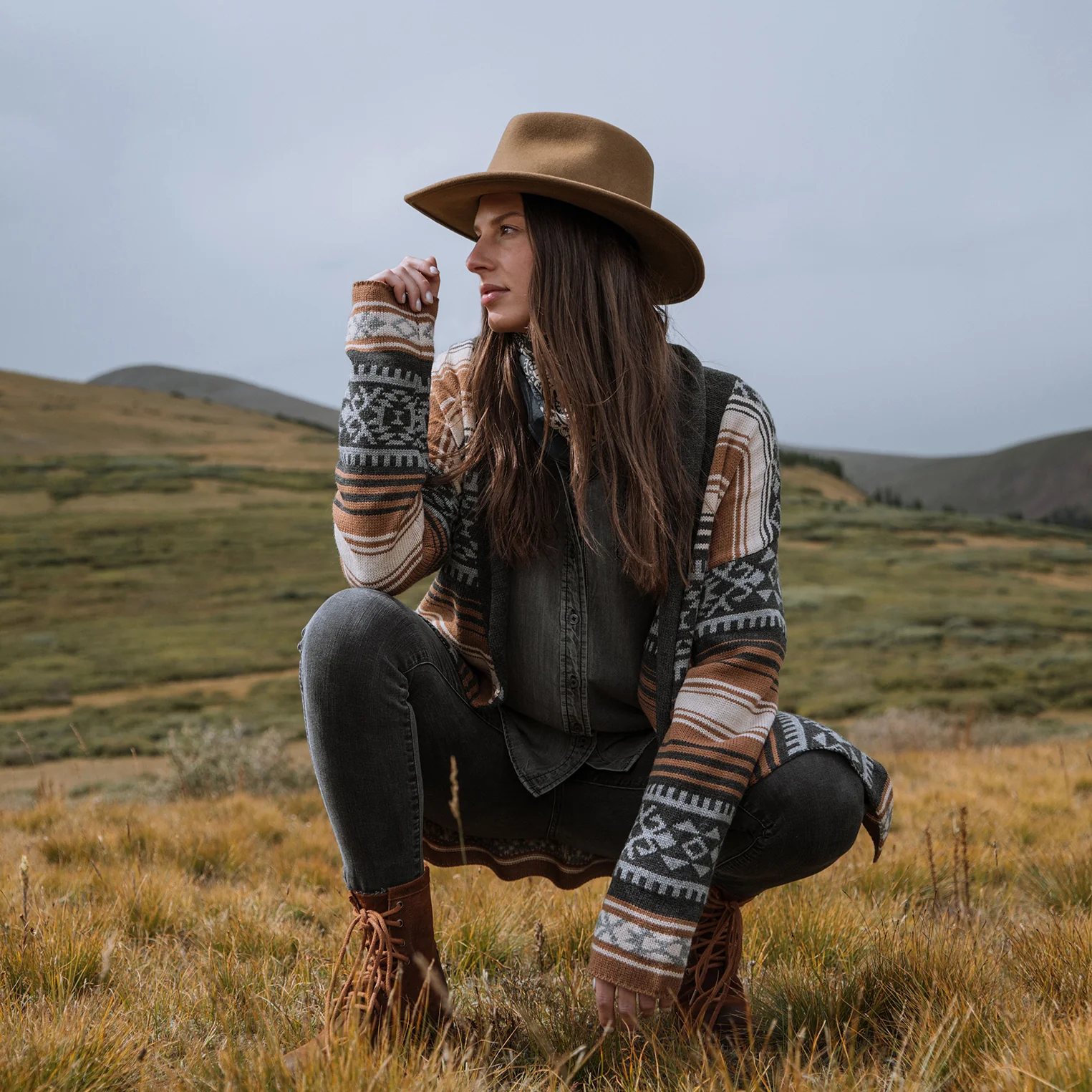 Brown Serape Belted Cardigan - Image 3