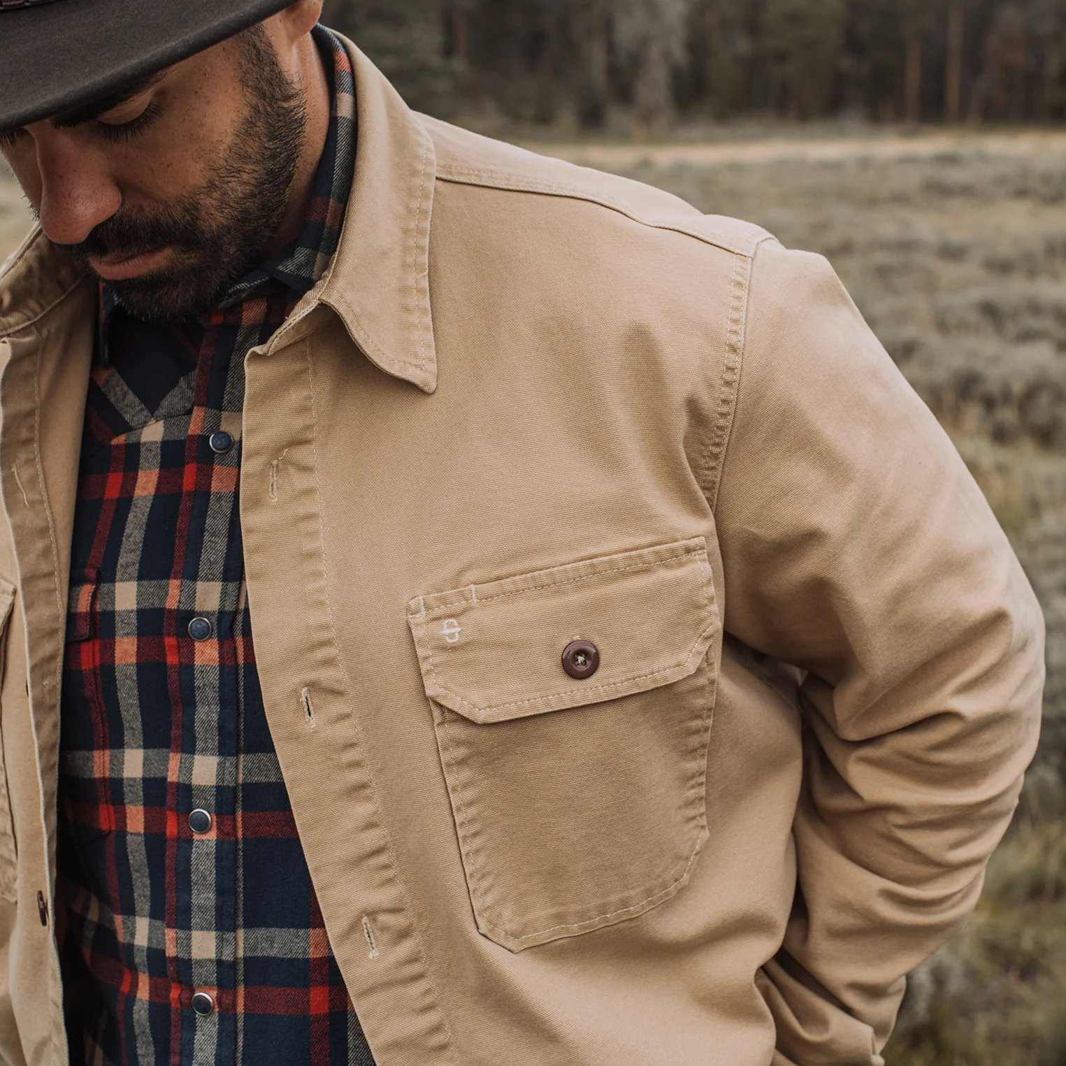 Camel Stretch Canvas Shirt Jacket - Image 4