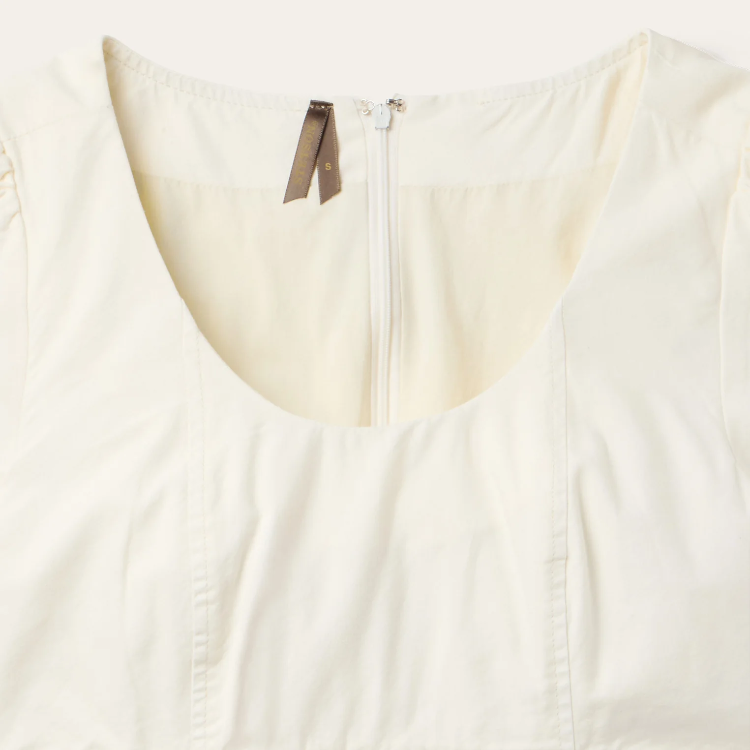 Cream Denim Tiered Dress - Image 4