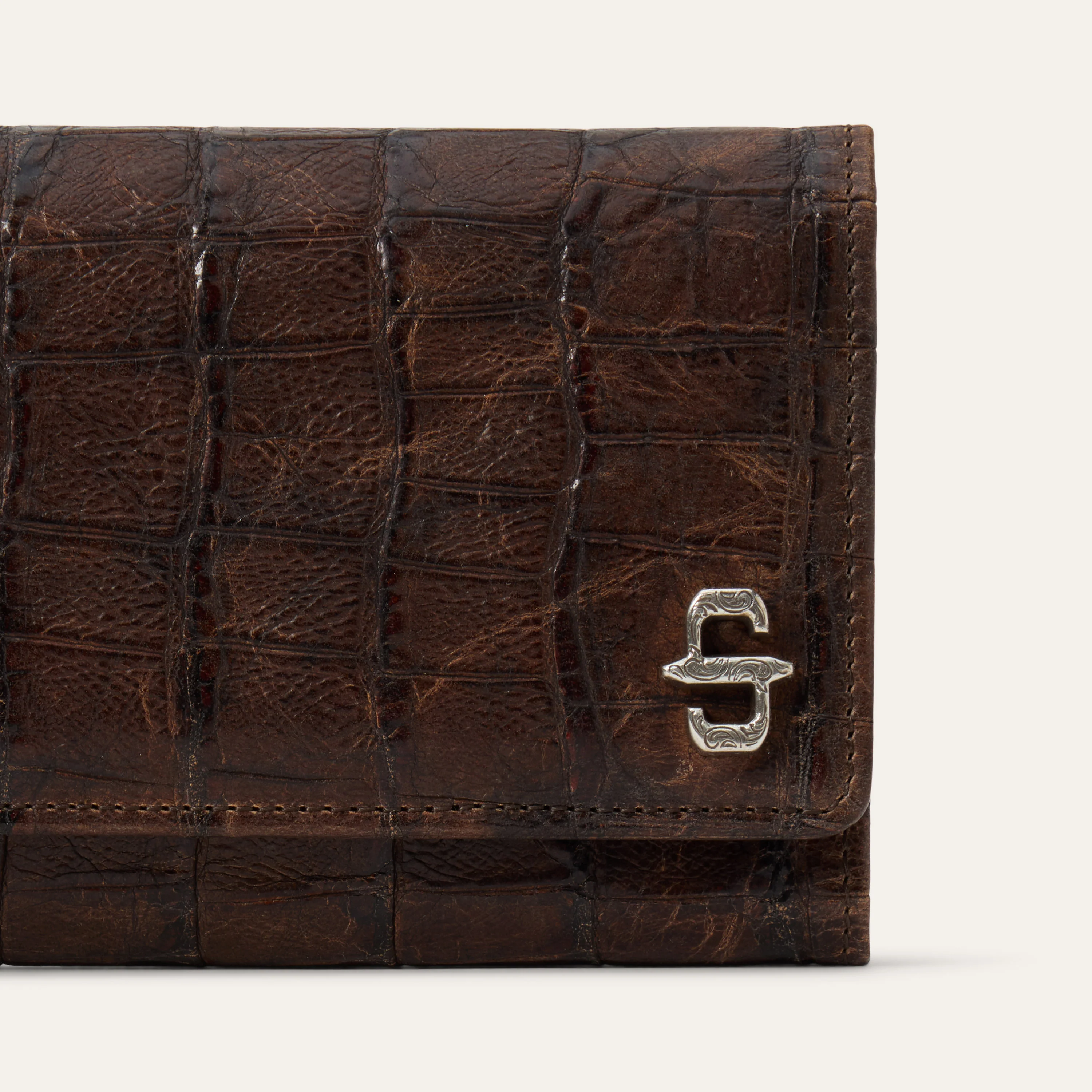 Croco Embossed Front Flap Wallet - Image 4