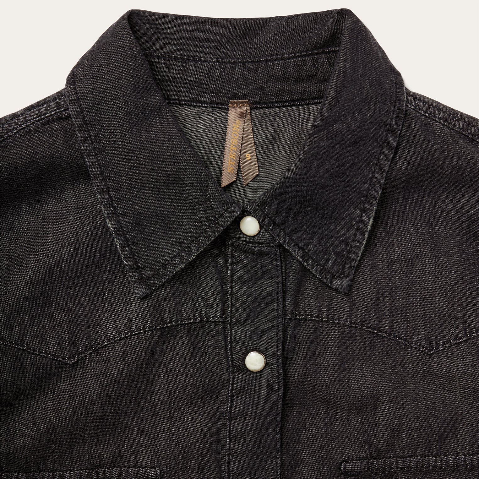 Embroidered Black Denim Shirt - Image 3