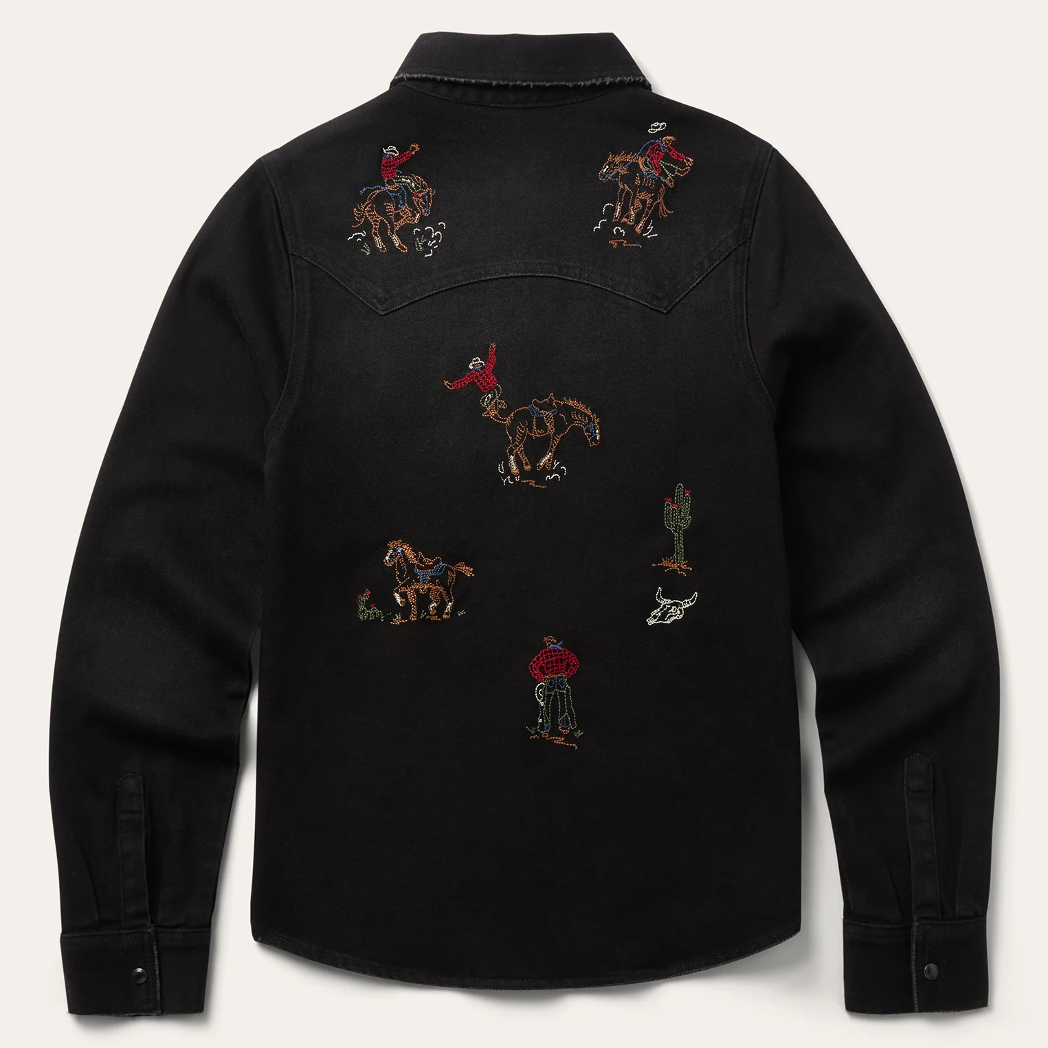 Embroidered Black Denim Shirt - Image 3