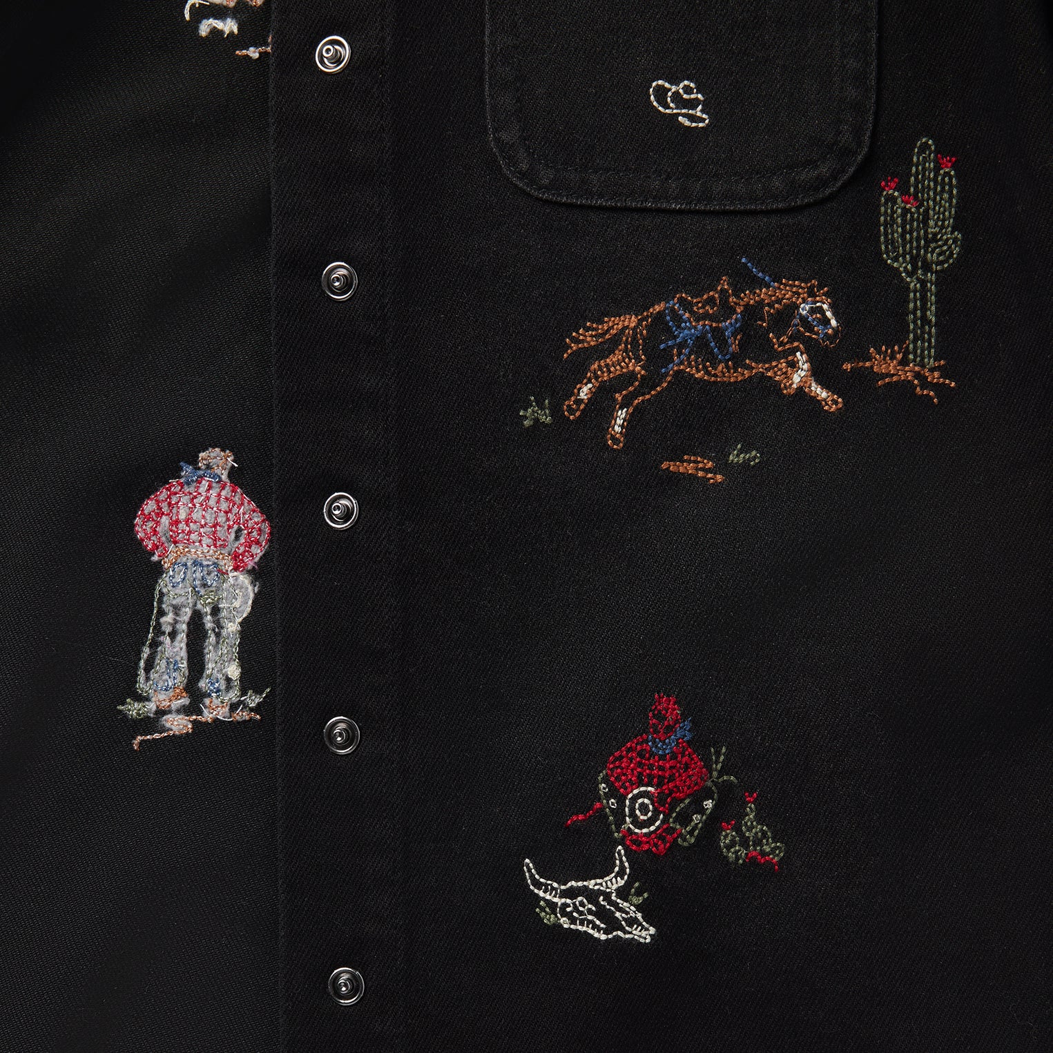 Embroidered Black Denim Shirt - Image 5