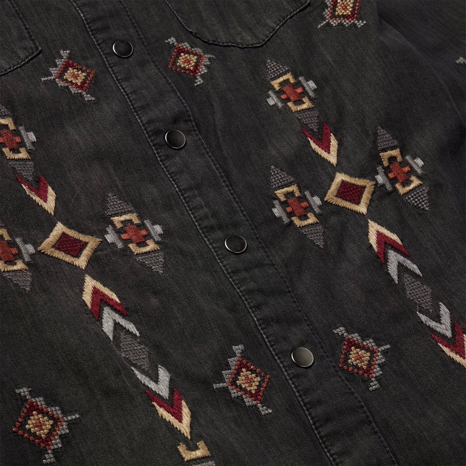 Embroidered Black Denim Shirt Dress - Image 4