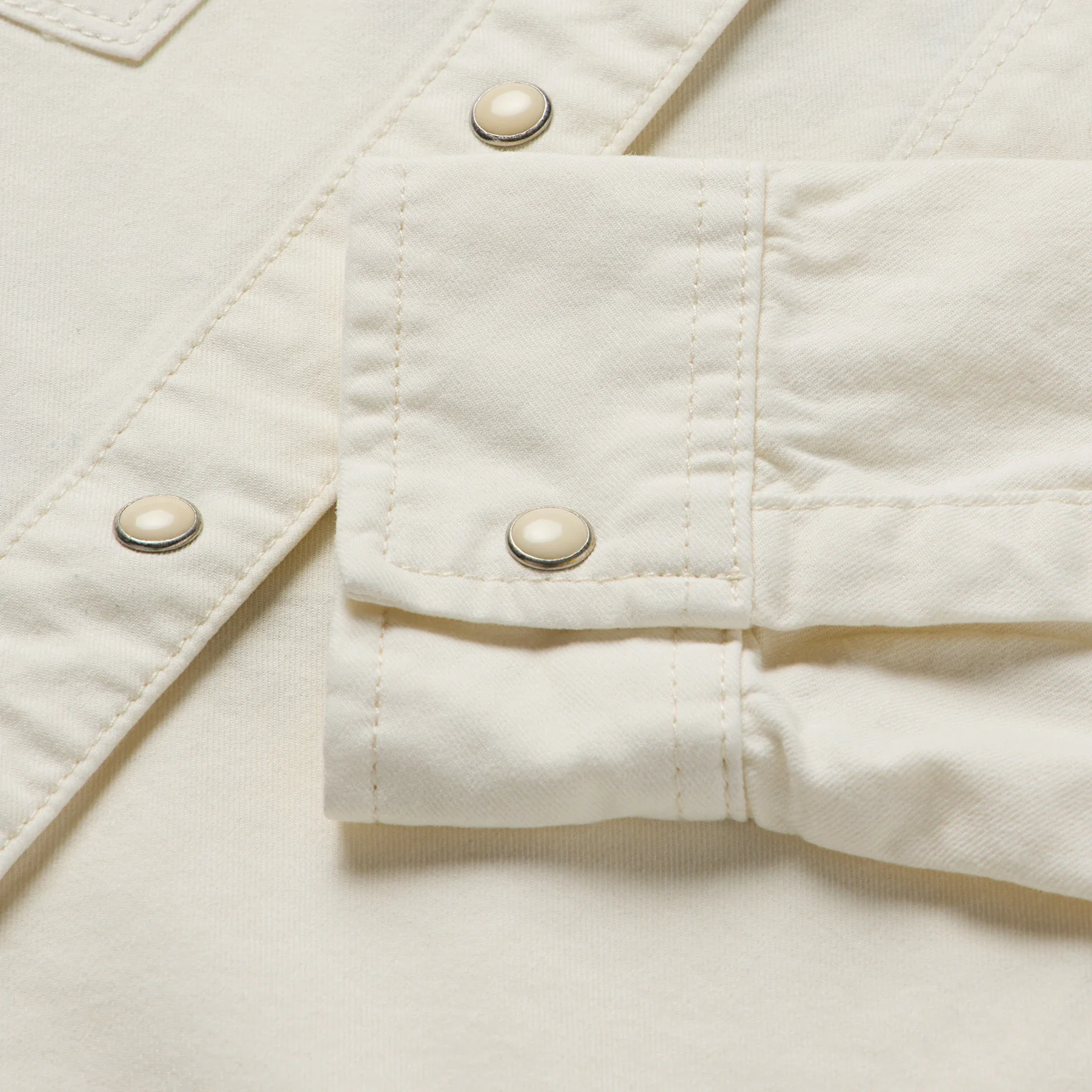 Embroidered Cream Denim Cropped Shirt - Image 5