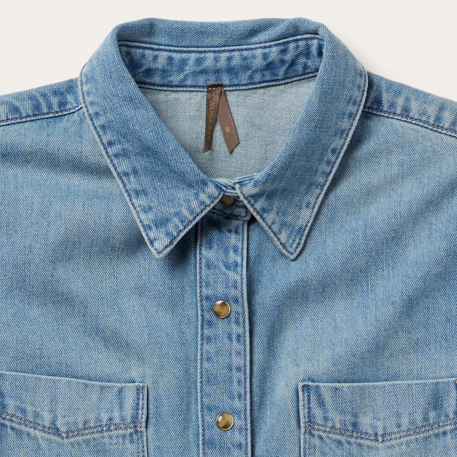 Embroidered Denim Cropped Shirt - Image 3