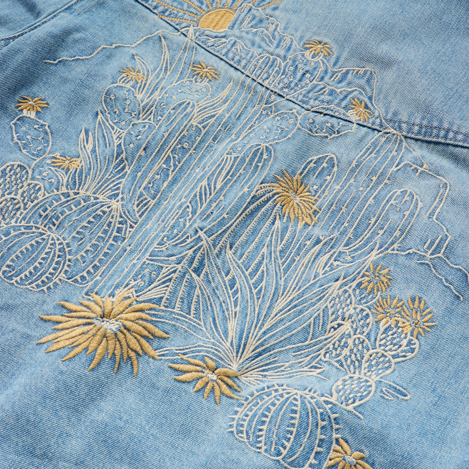 Embroidered Denim Cropped Shirt - Image 4
