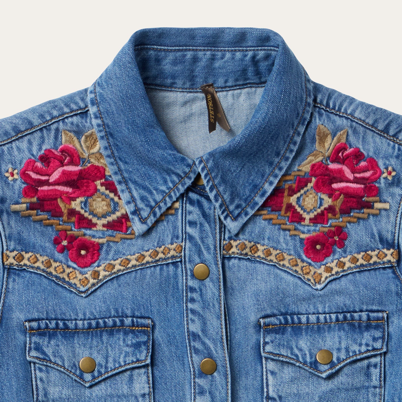 Embroidered Denim Shirt Dress - Image 3