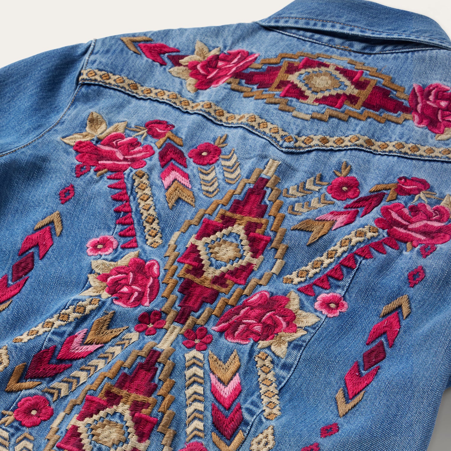 Embroidered Denim Shirt Dress - Image 4