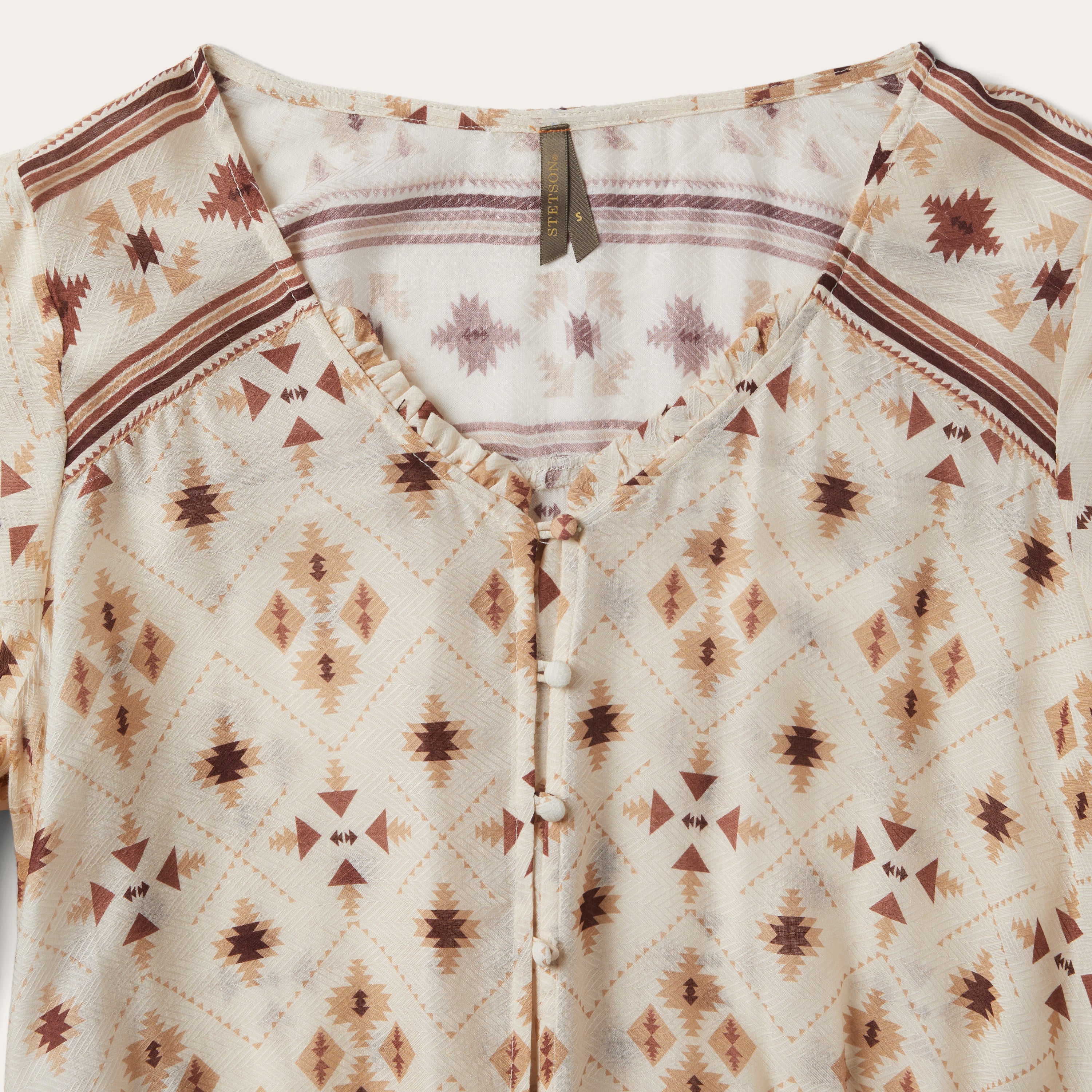 Gaucho Print Herringbone Blouse - Image 3