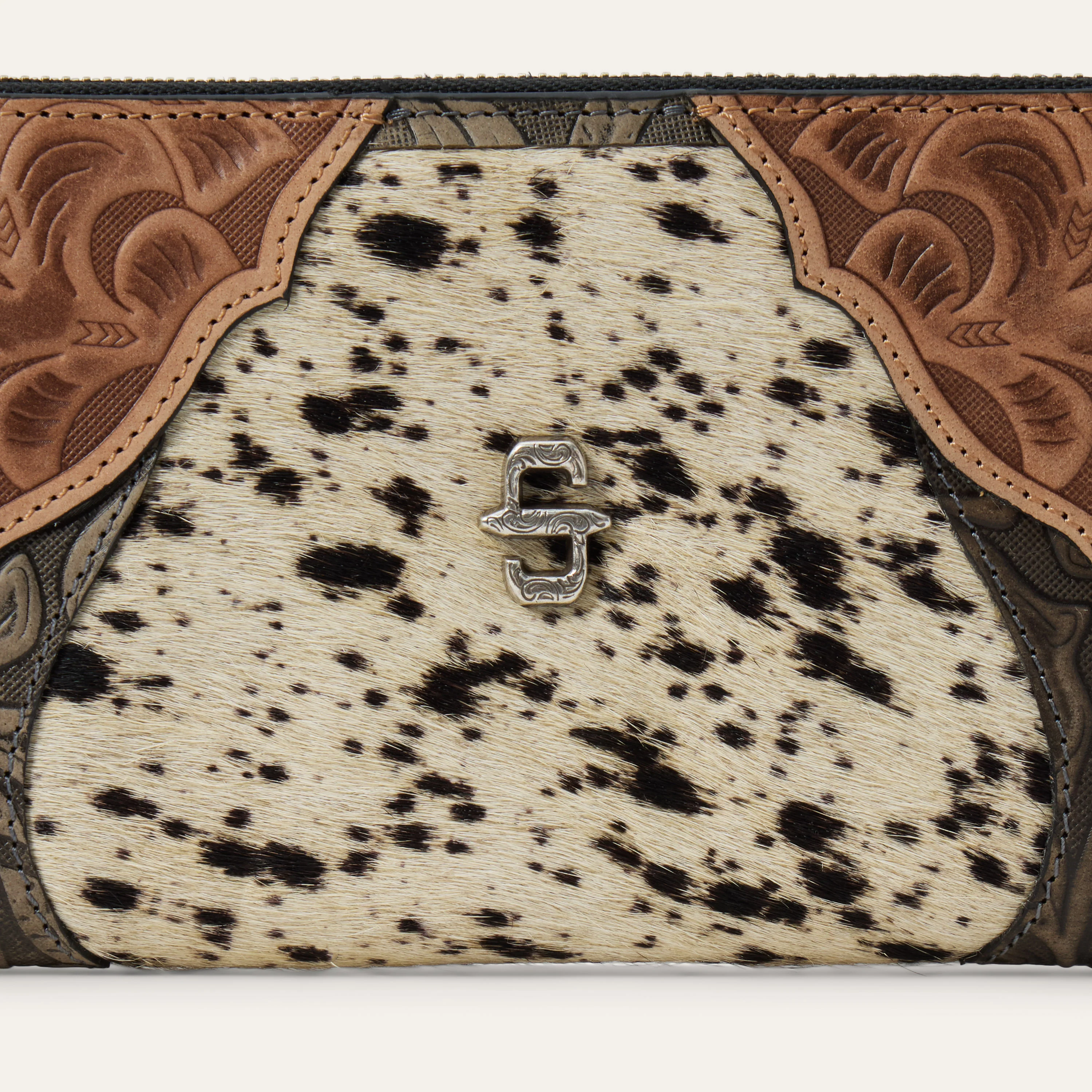 Hair-On-Hide Tooled Zip Wallet - Image 4