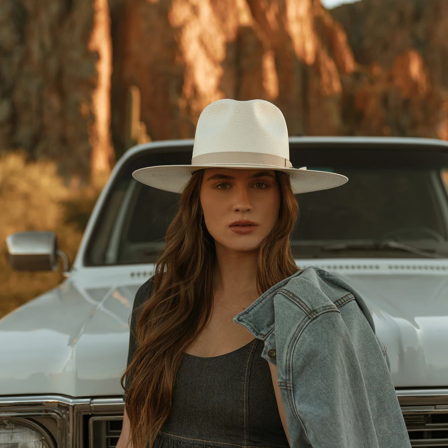 JW Marshall Straw Flat Brim Hat - Image 3