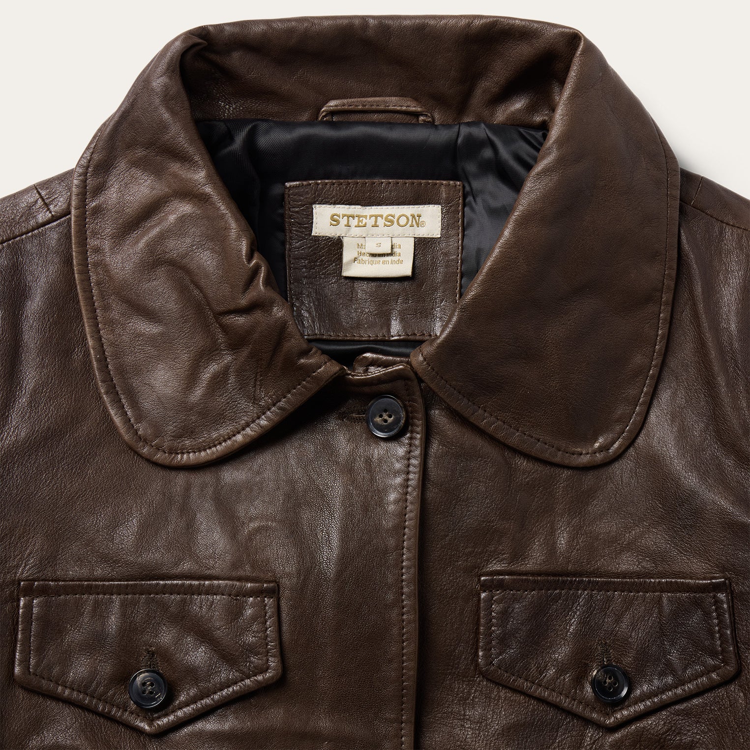 Lamb Leather Cropped Jacket - Image 3