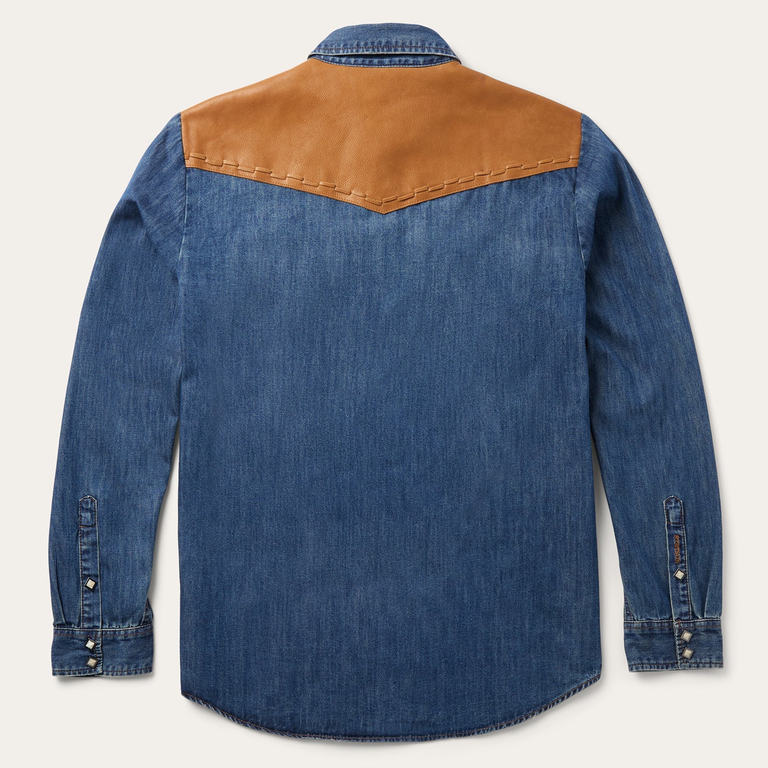 Leather Yoke Denim Shirt - Image 4