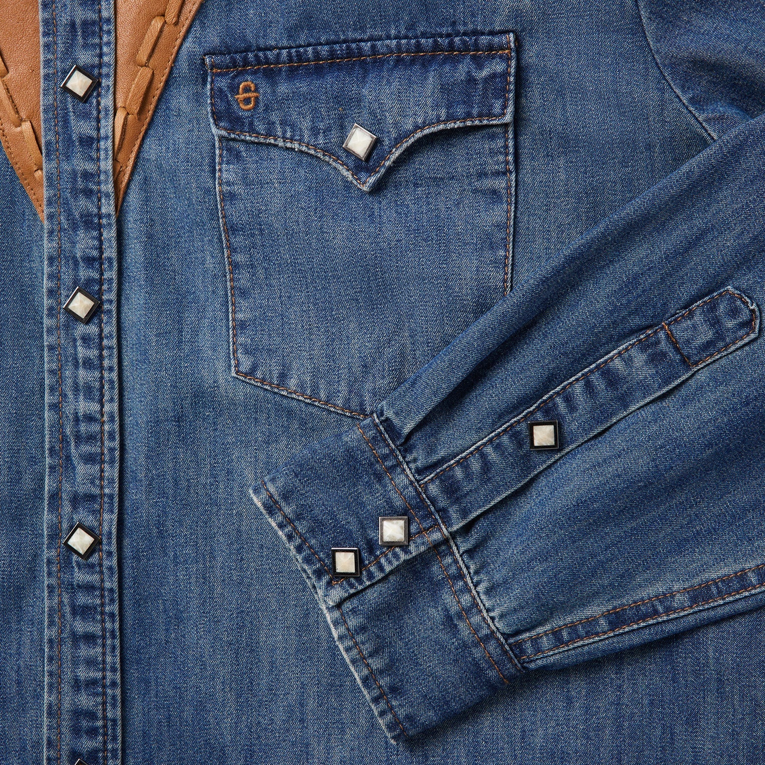 Leather Yoke Denim Shirt - Image 7