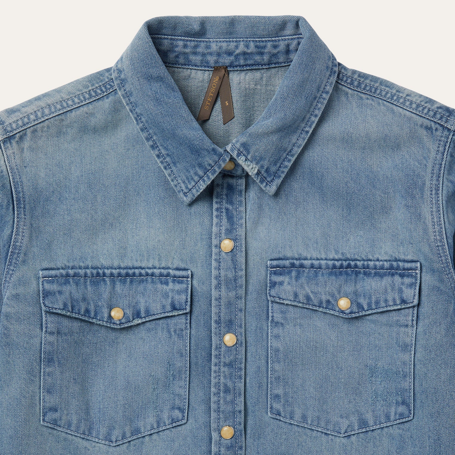Loose Fit Denim Snap-Front Shirt - Image 4