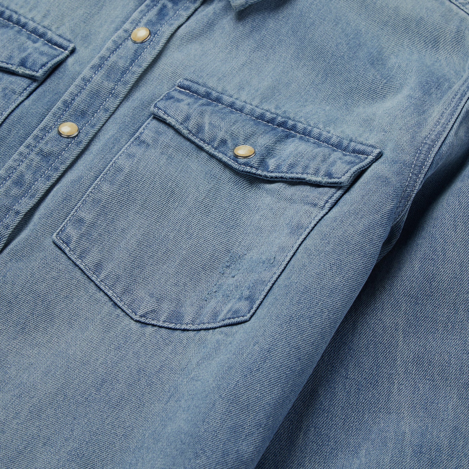 Loose Fit Denim Snap-Front Shirt - Image 5