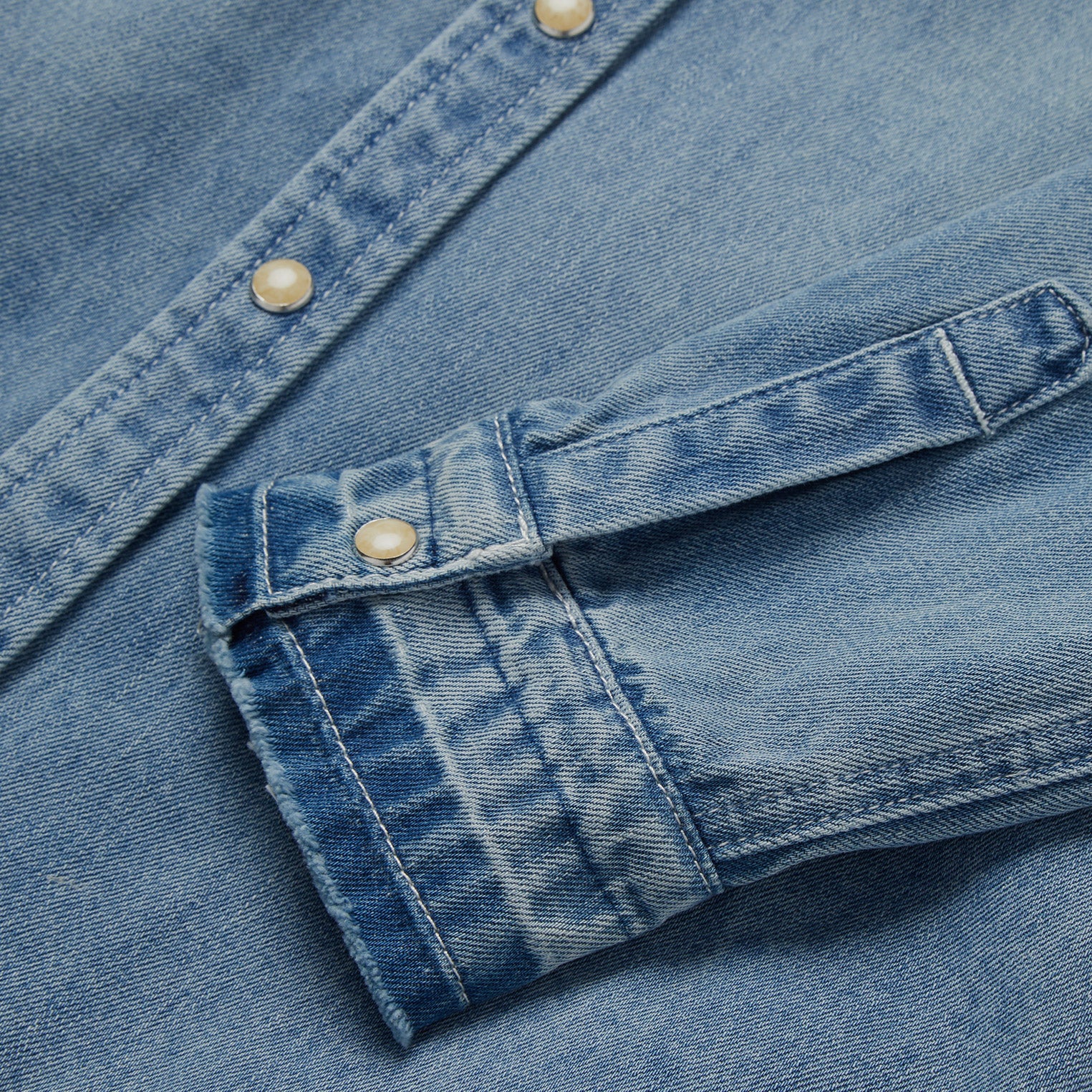Loose Fit Denim Snap-Front Shirt - Image 6