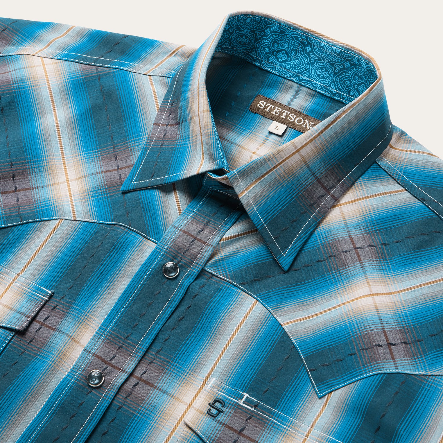Marine Ombre Plaid Western Shirt - Image 3
