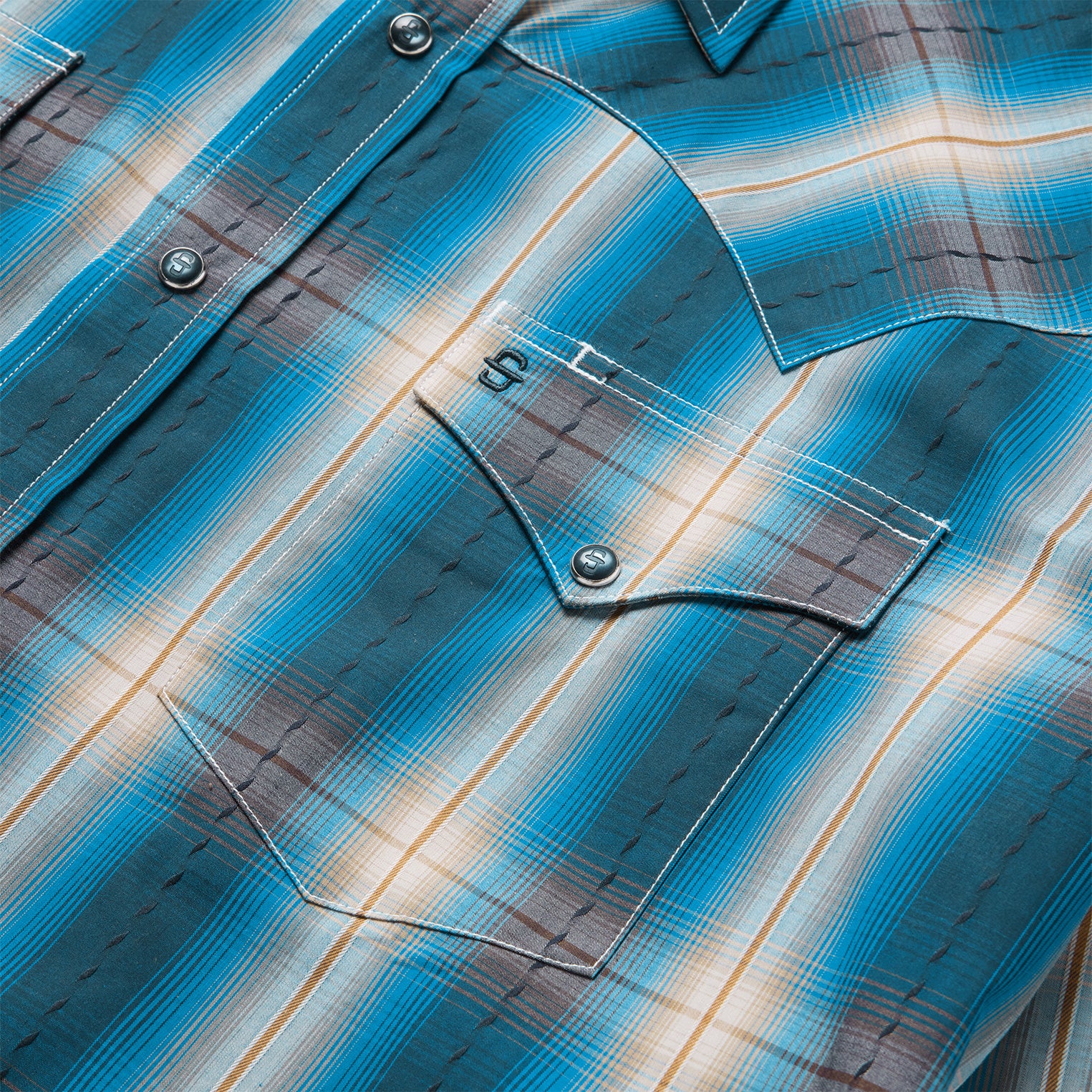 Marine Ombre Plaid Western Shirt - Image 4
