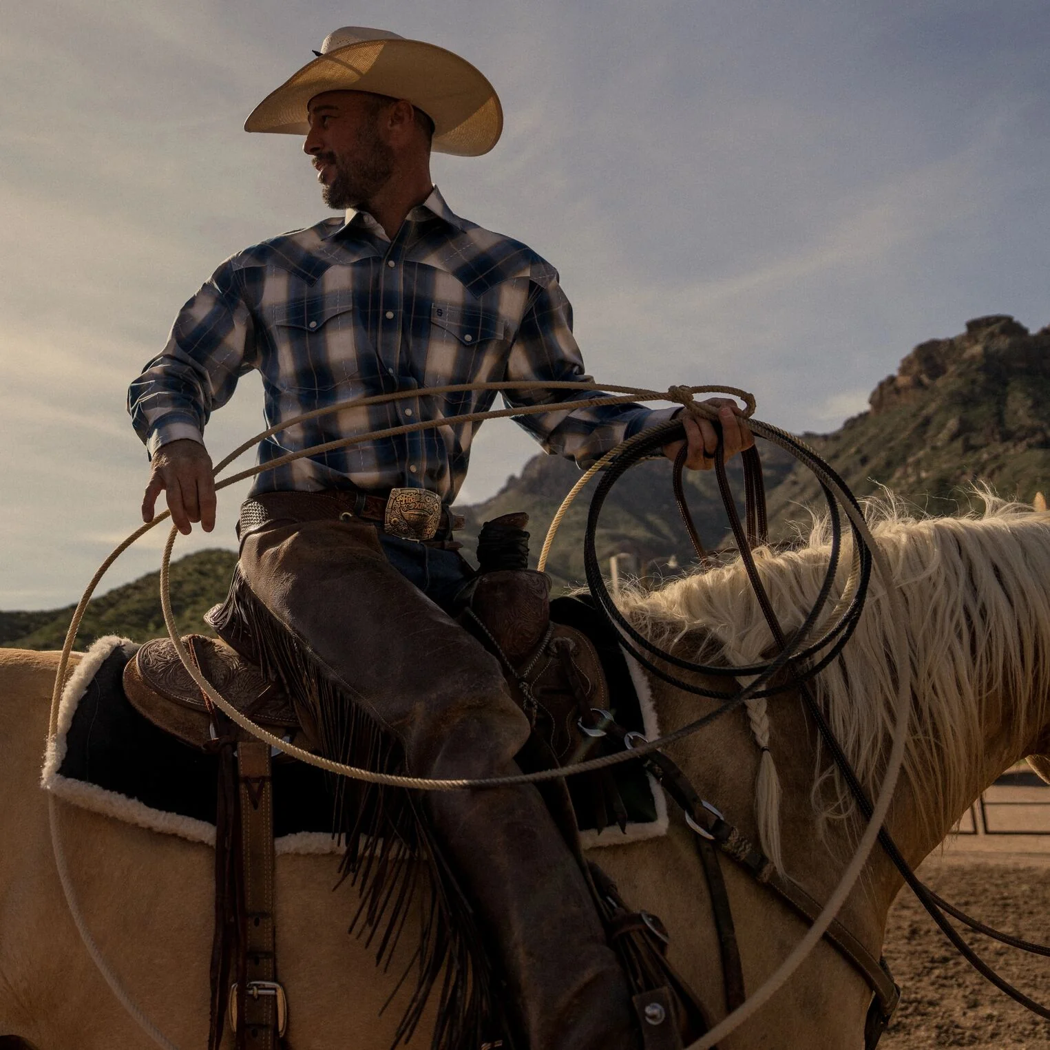 Ombre Plaid Western Shirt - Image 3