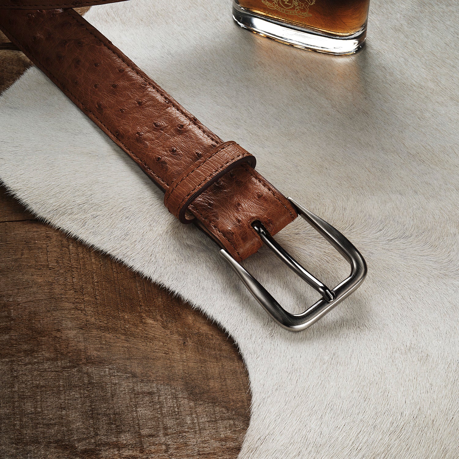 Ostrich Western Tab Belt - 1 1/4" Width - Image 2