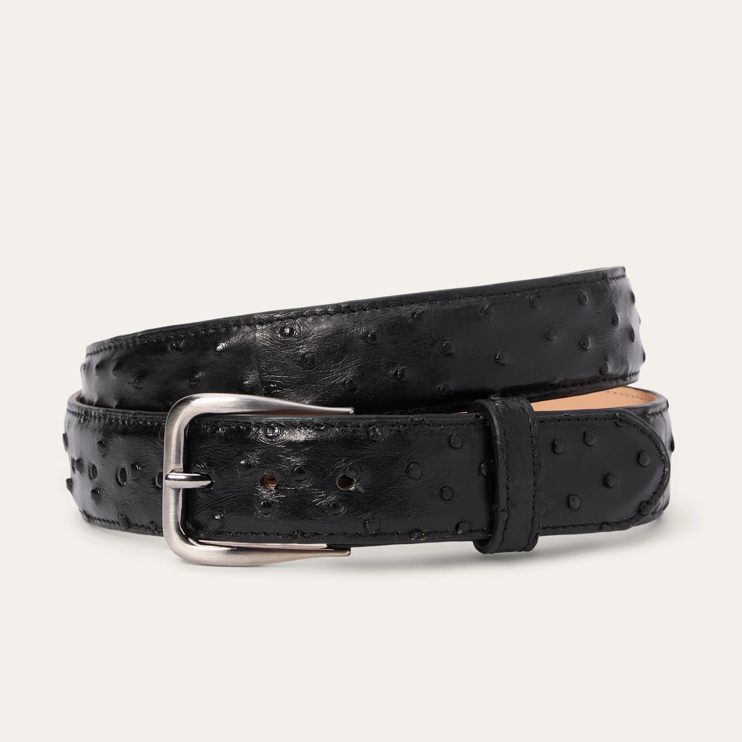 Ostrich Western Tab Belt - 1 1/4" Width