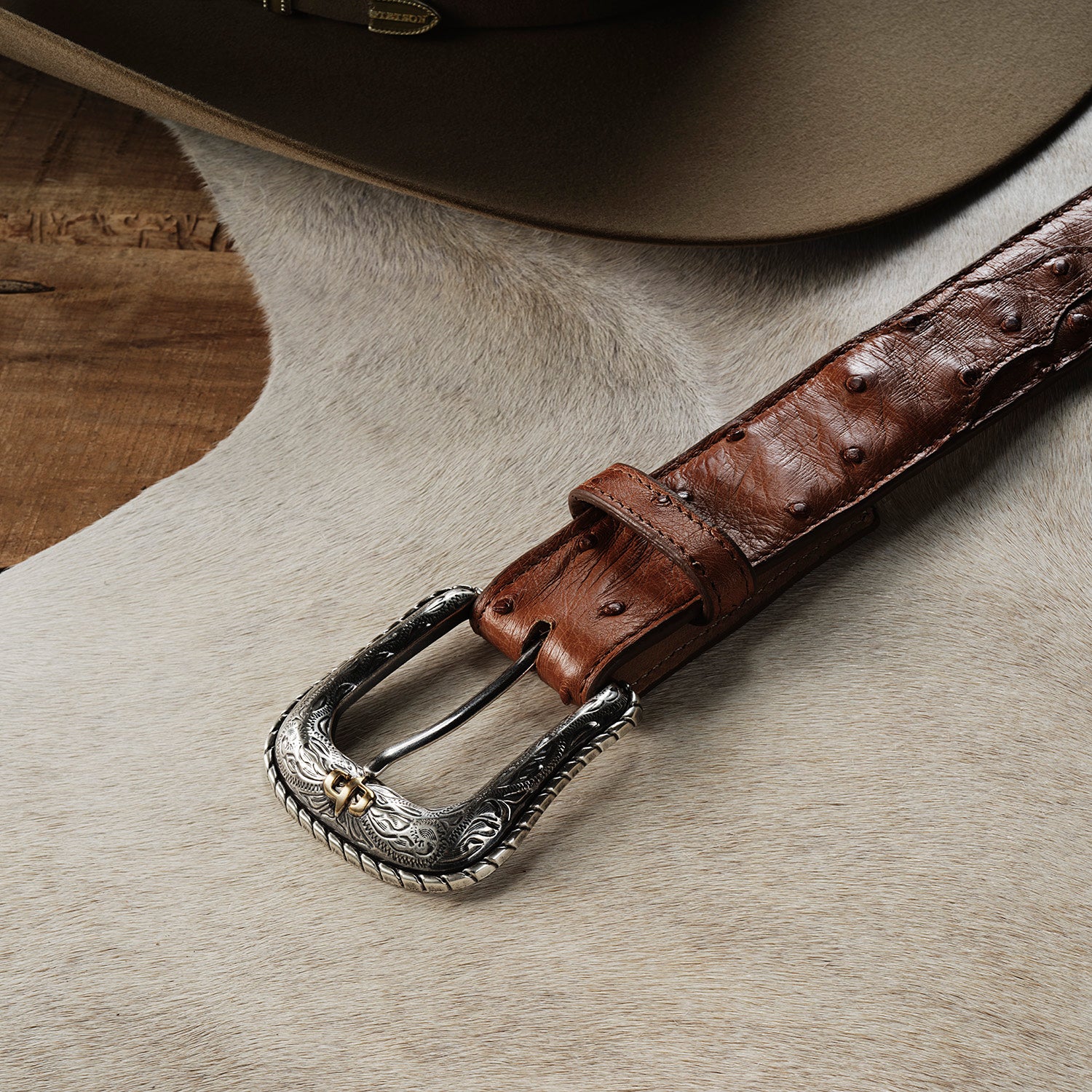 Ostrich Western Tab Belt - Image 2