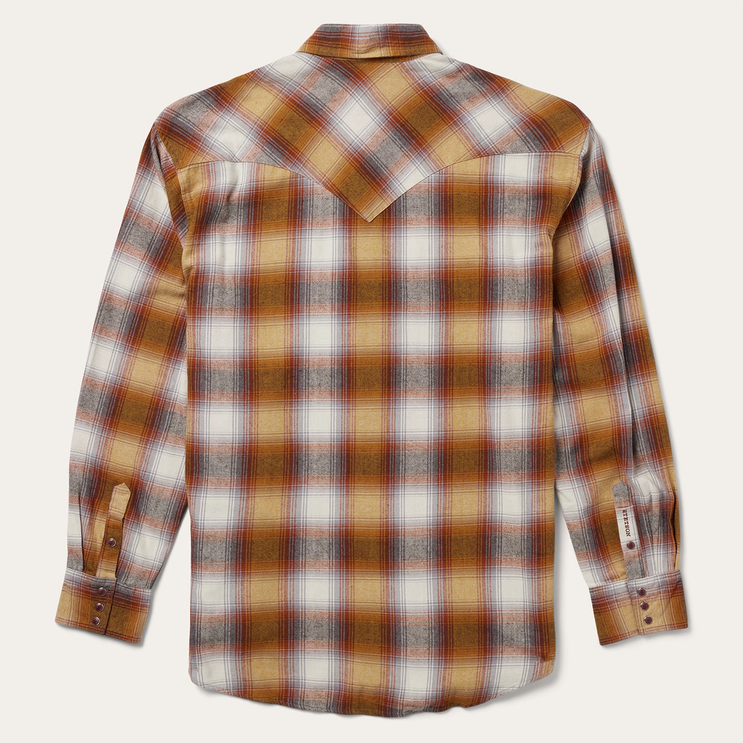 Rust Plaid Flannel Western Shirt - Image 2