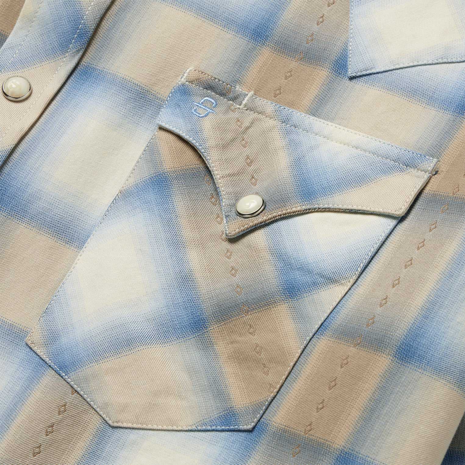 Sand Plaid Dobby Western Shirt - Image 5