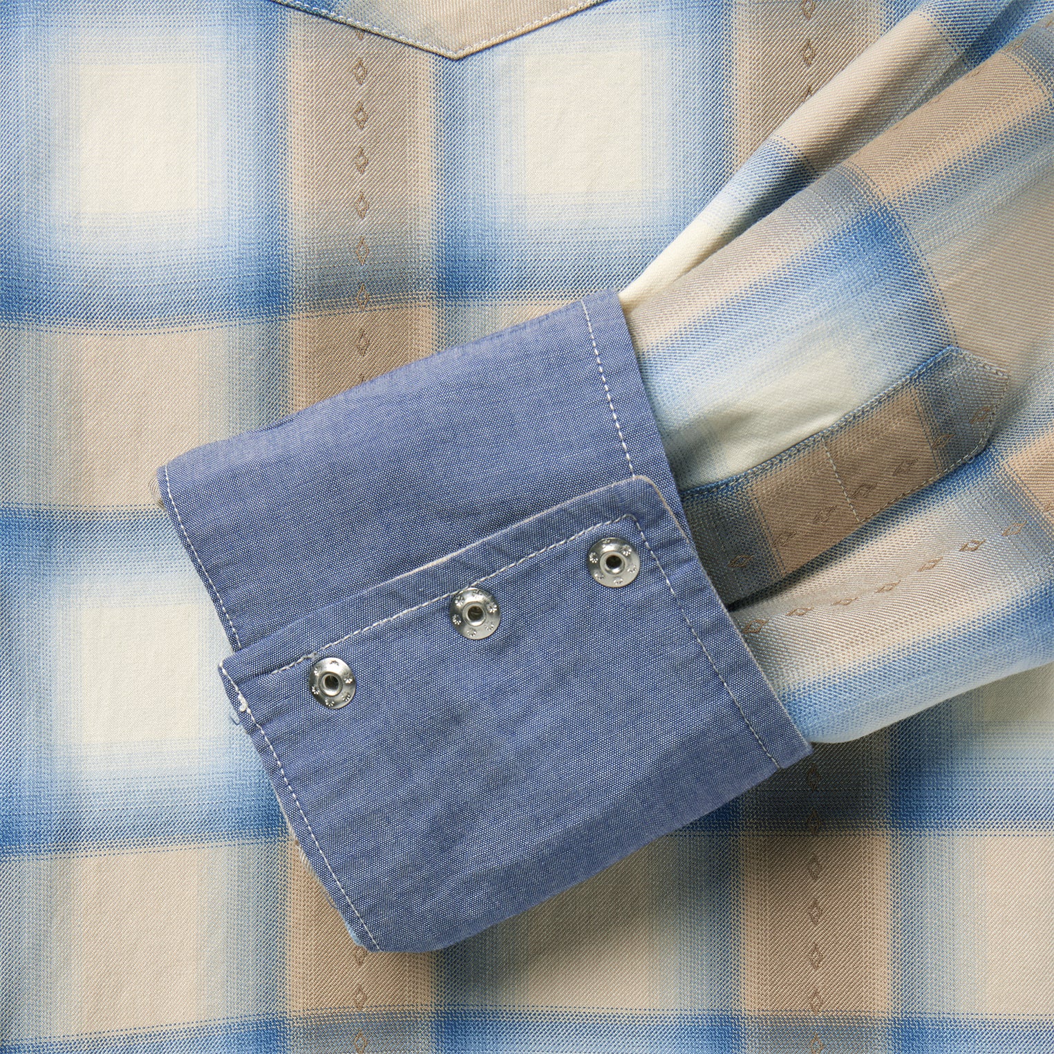 Sand Plaid Dobby Western Shirt - Image 6