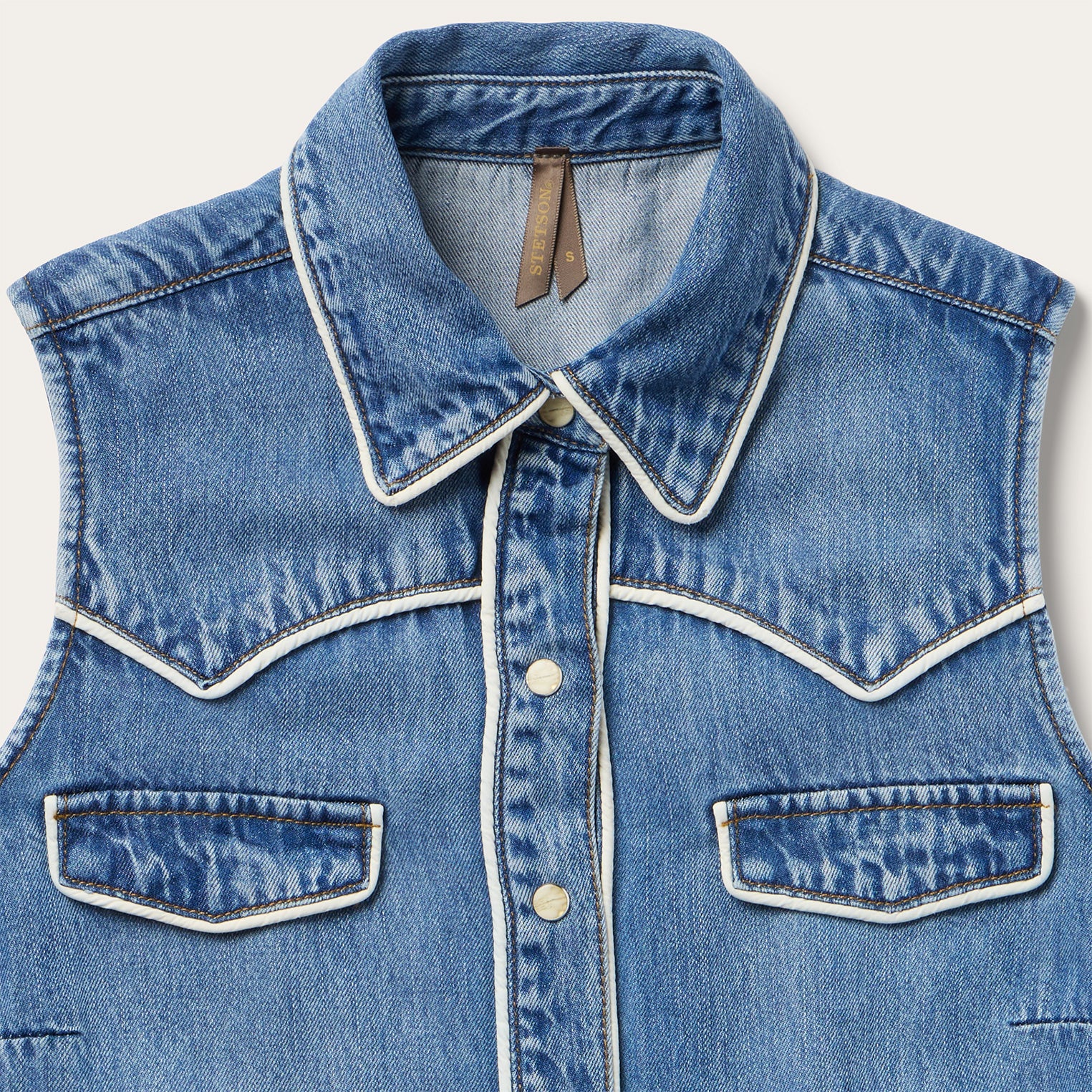 Sleeveless Denim Western Shirt - Image 3
