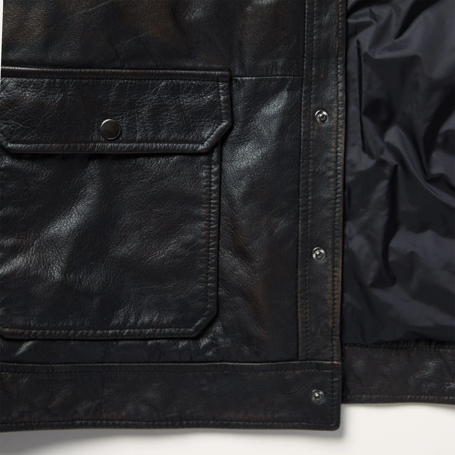 Snap Front Leather Jacket - Image 4