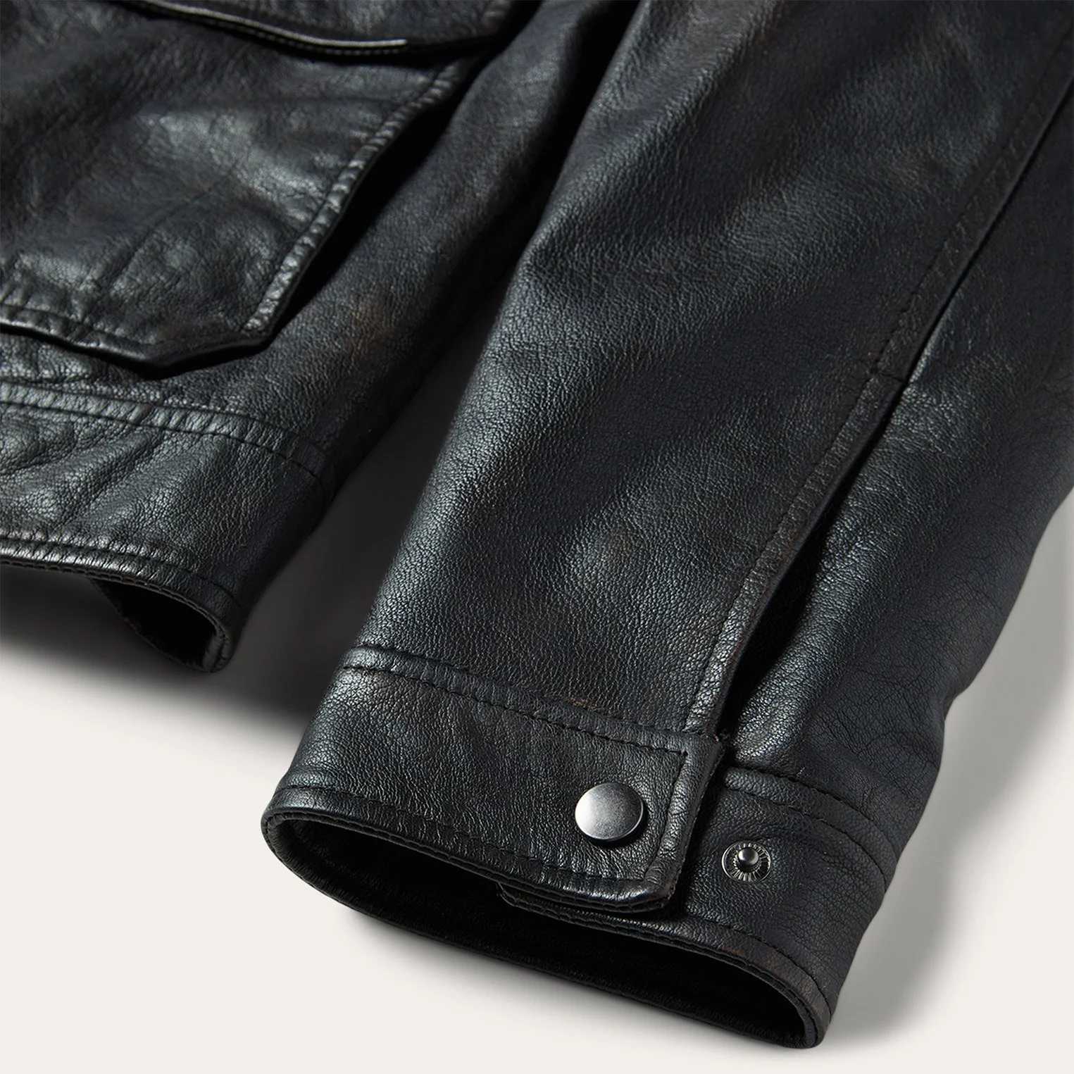 Snap Front Leather Jacket - Image 5