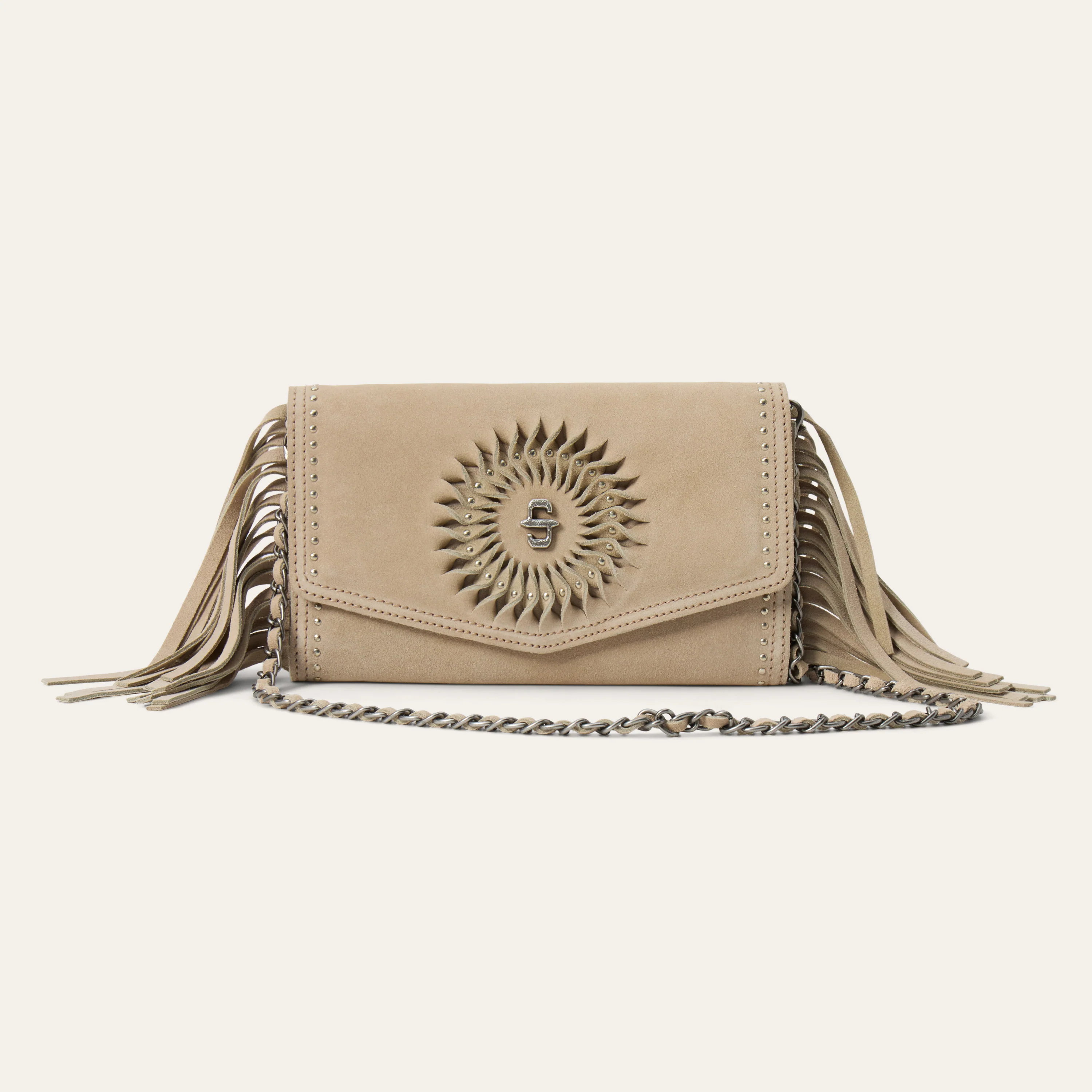 Spiral Suede Fringed Clutch - Image 3