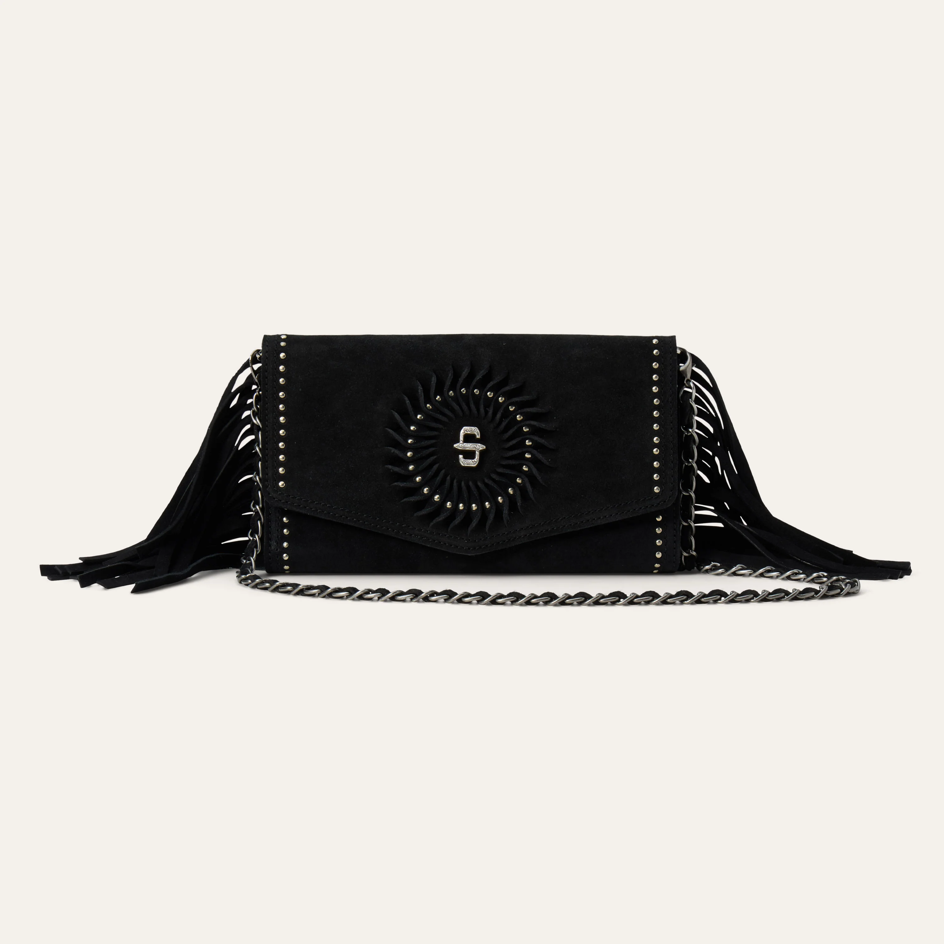 Spiral Suede Fringed Clutch - Image 3