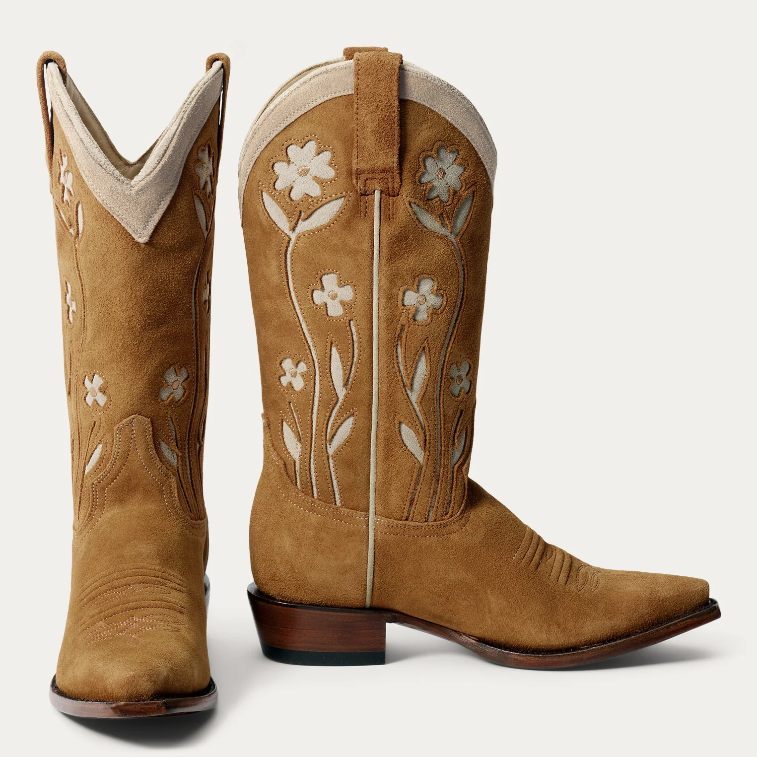 Stetson & THE GREAT. Suede Floral Cowboy Boot