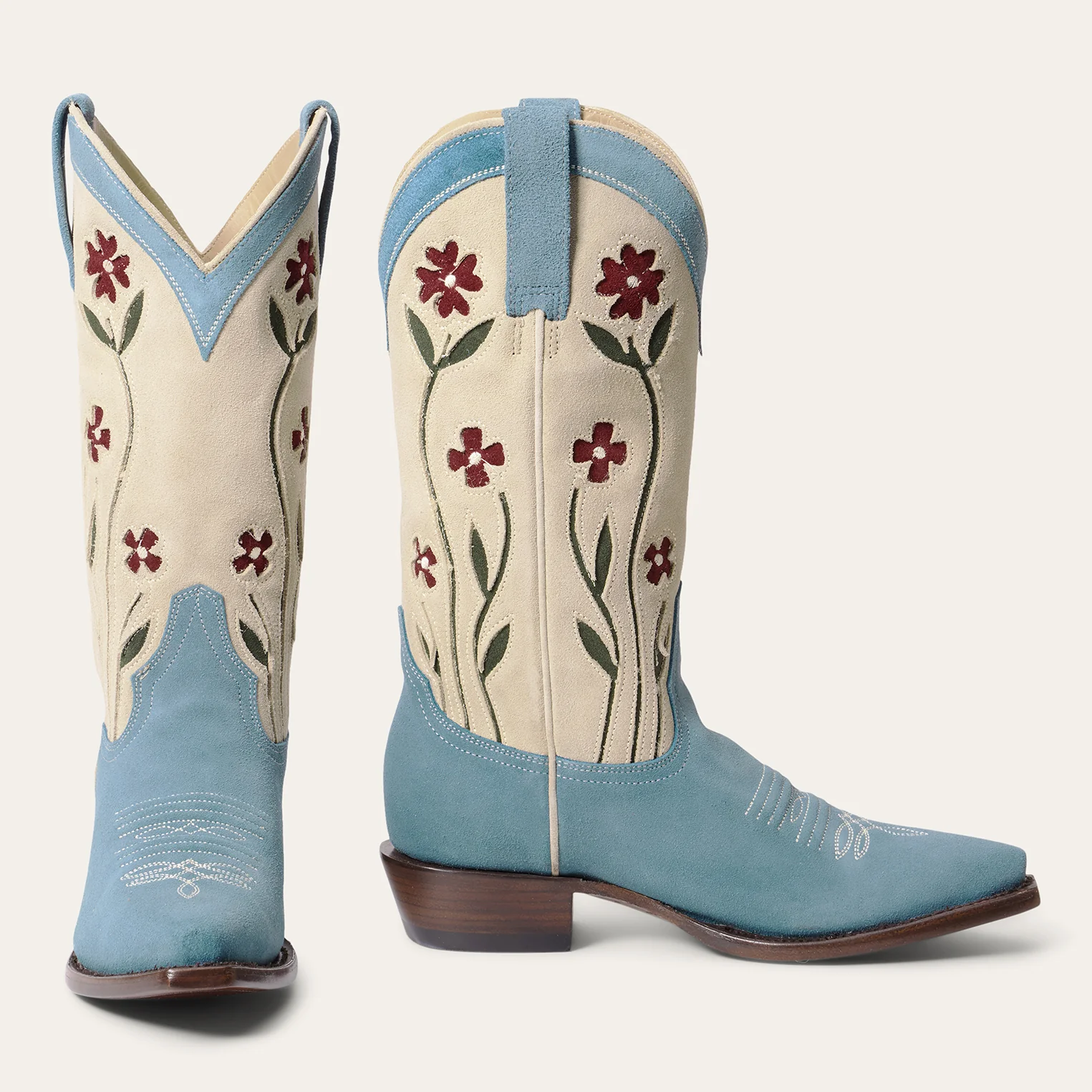 Stetson & THE GREAT. Suede Floral Cowboy Boot