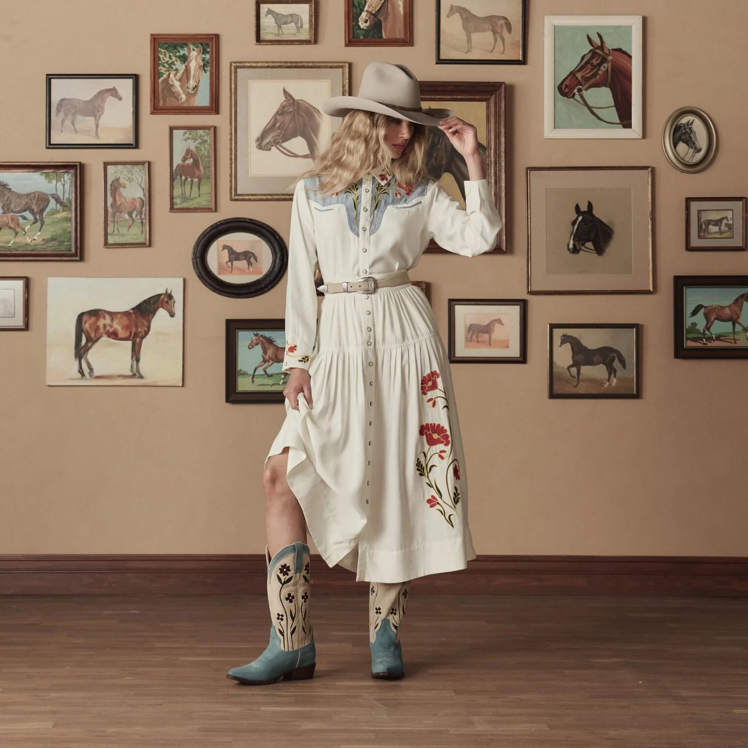Stetson & THE GREAT. Suede Floral Cowboy Boot - Image 2