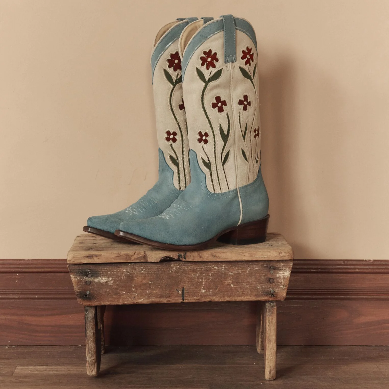 Stetson & THE GREAT. Suede Floral Cowboy Boot - Image 3