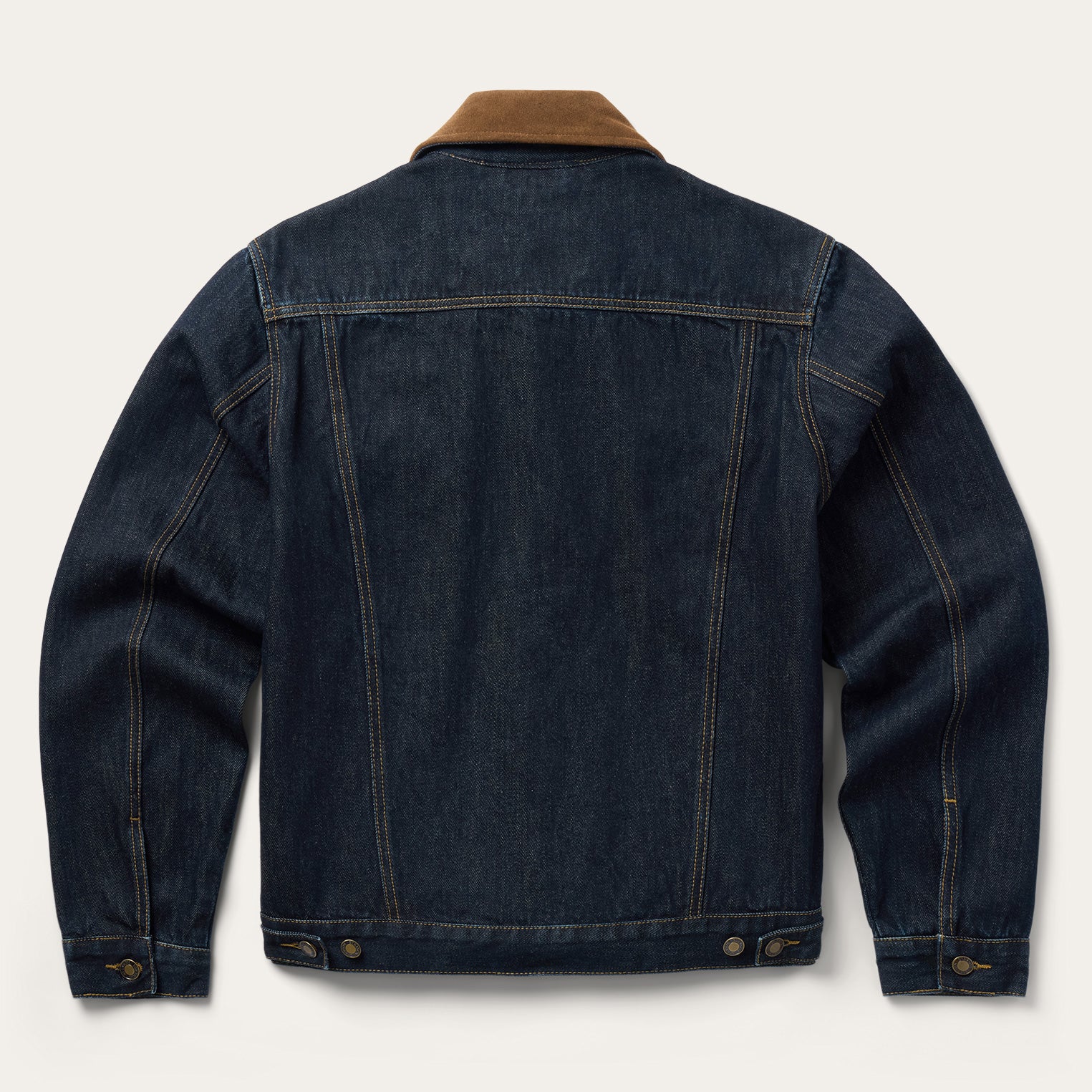 Suede Collar Raw Denim Jacket - Image 4